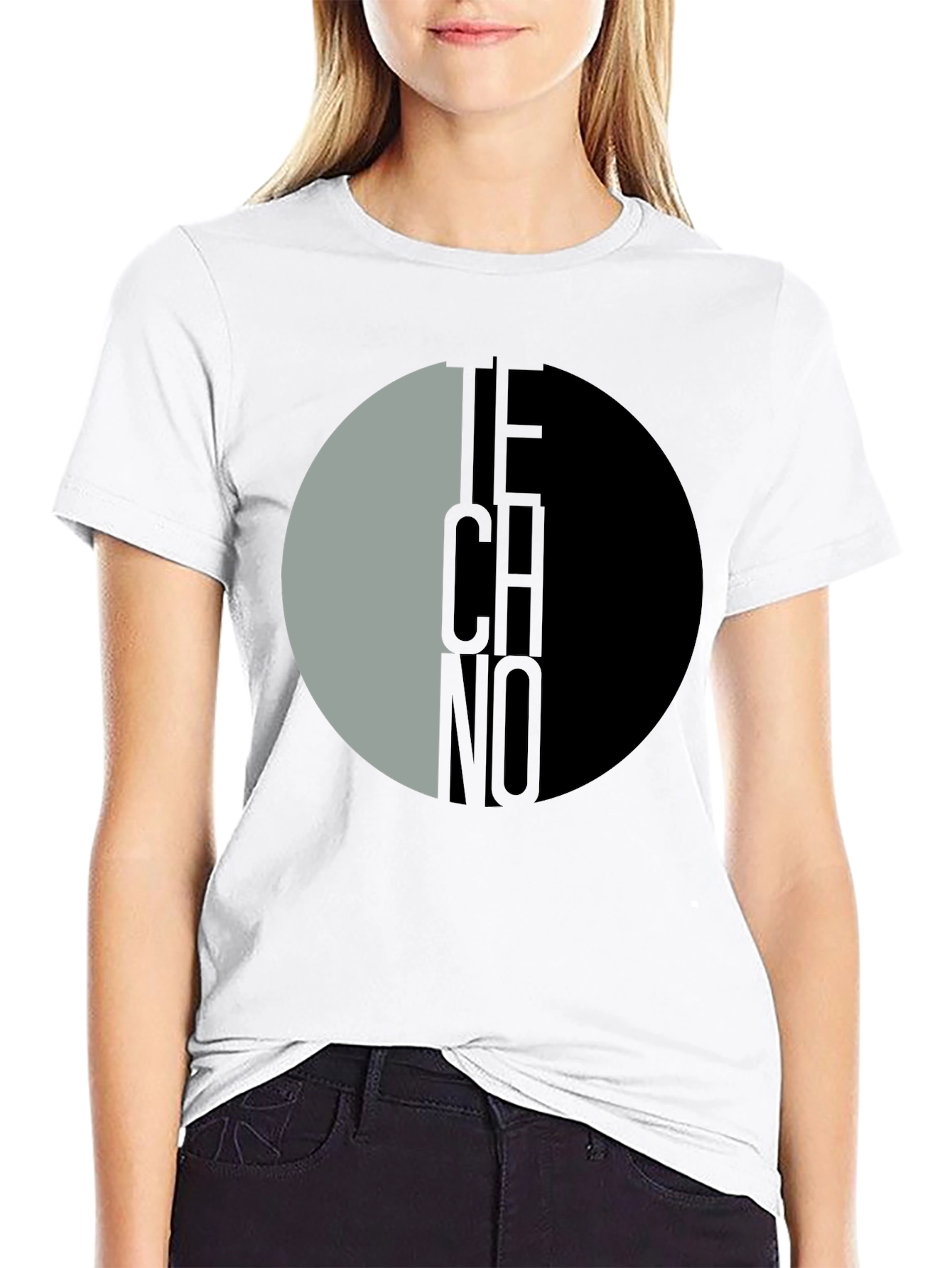 Techno Graphic Print Black T-Shirt