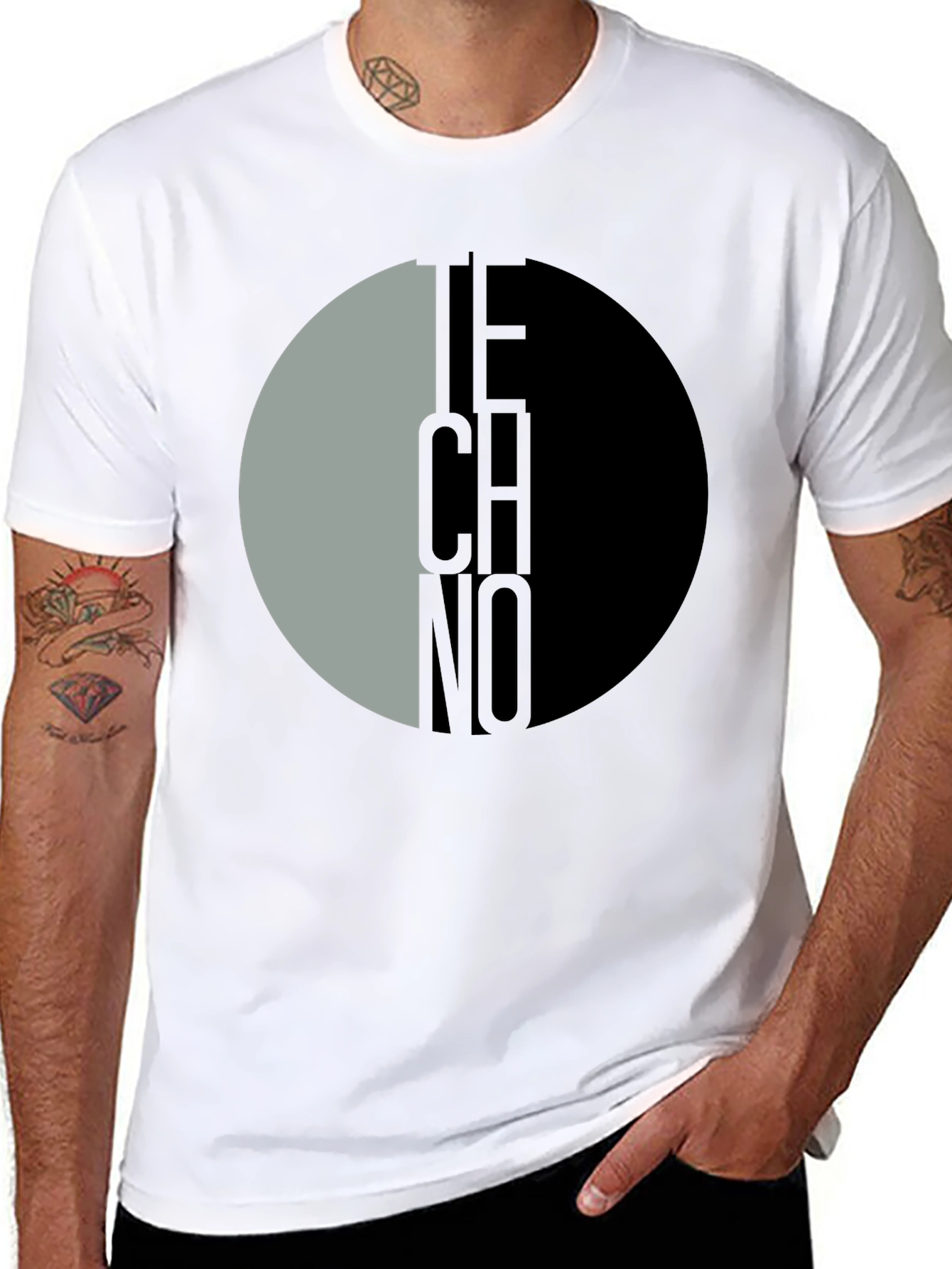 Techno Graphic Print Black T-Shirt