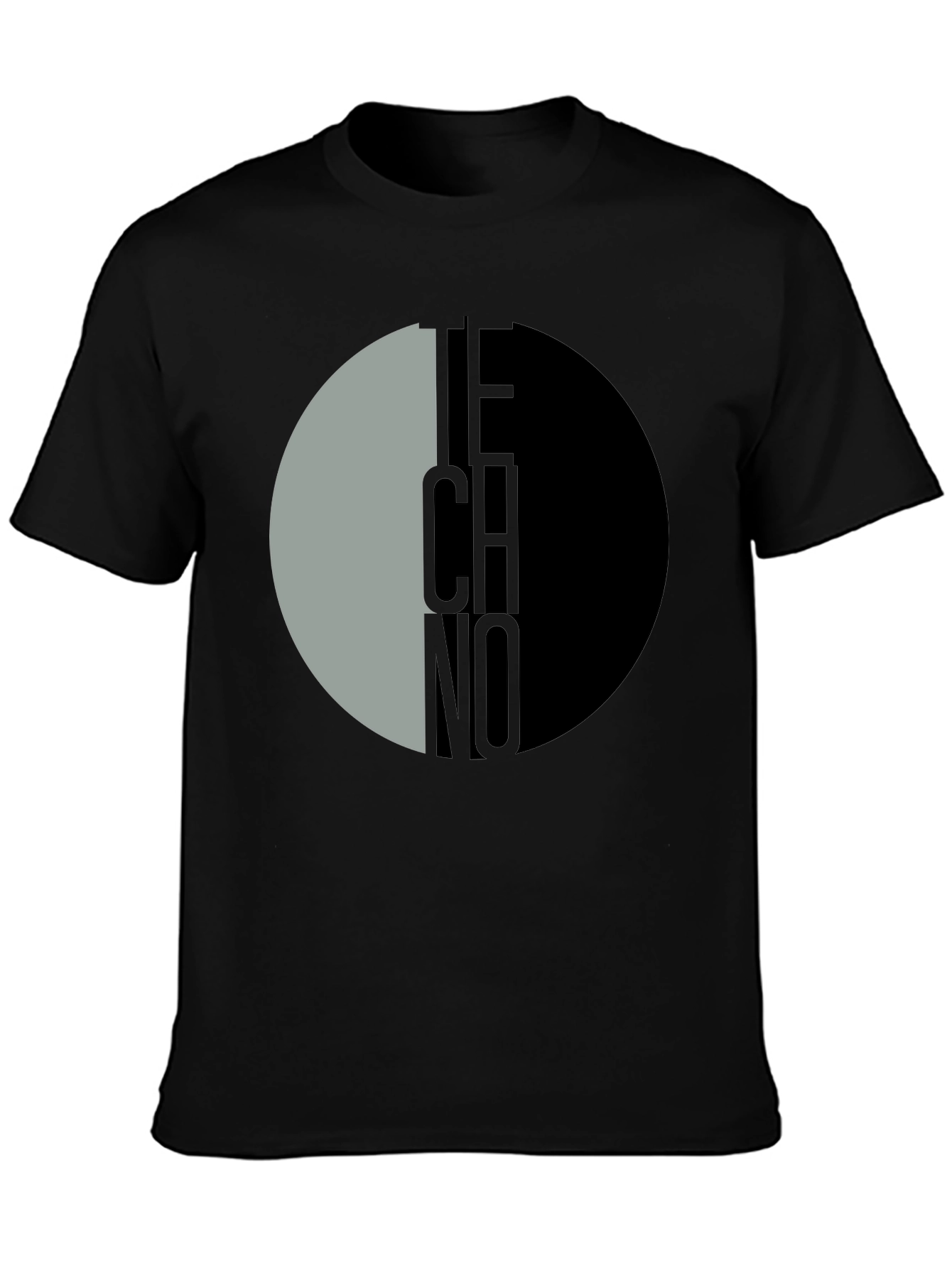Techno Graphic Print Black T-Shirt
