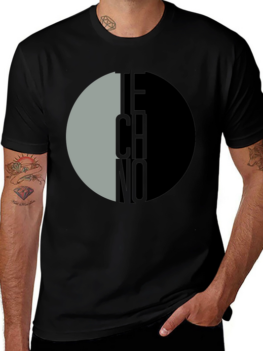 Techno Graphic Print Black T-Shirt