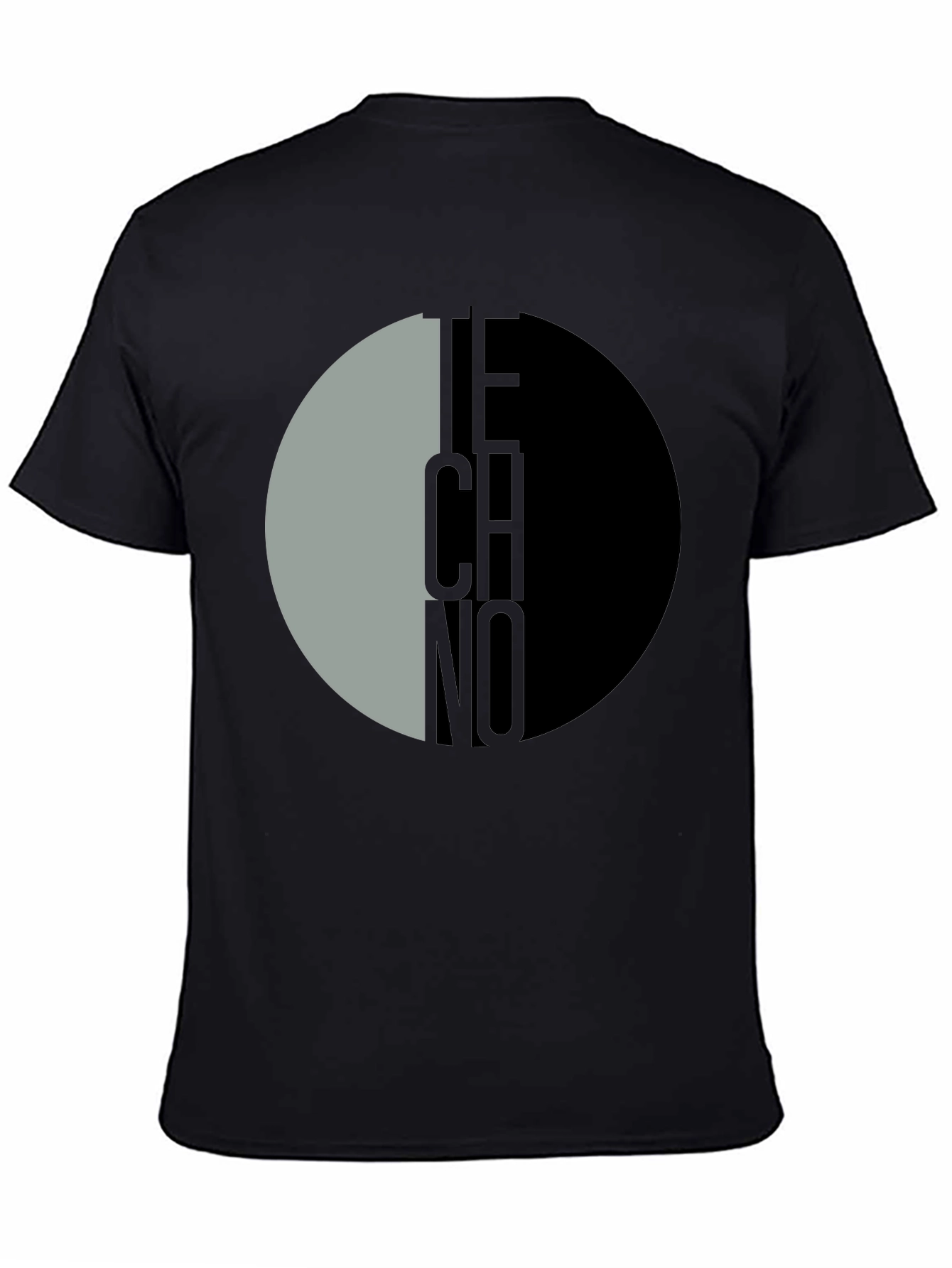 Techno Graphic Print Black T-Shirt