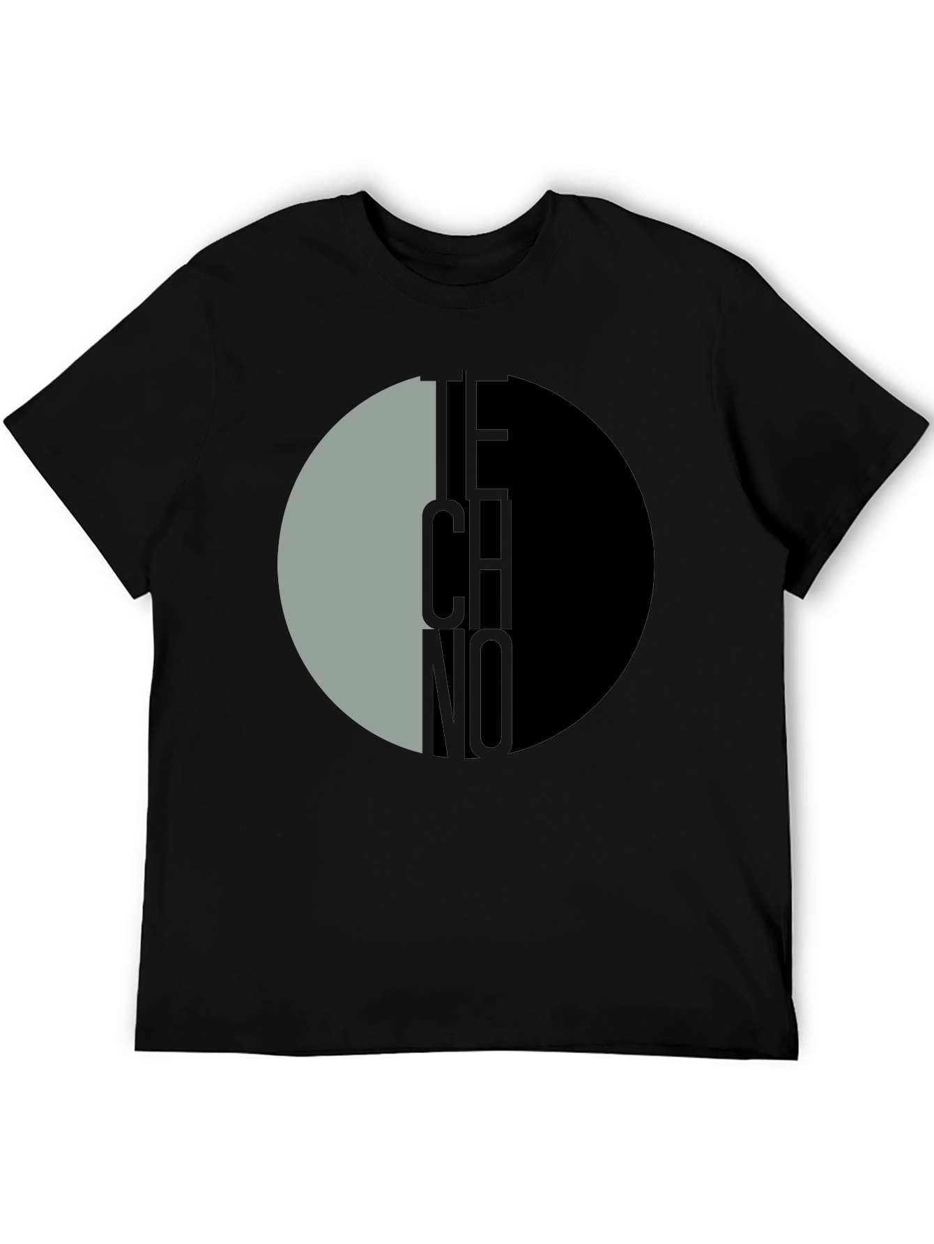 Techno Graphic Print Black T-Shirt