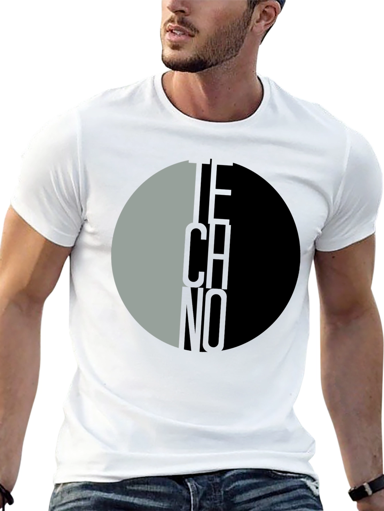 Techno Graphic Print Black T-Shirt