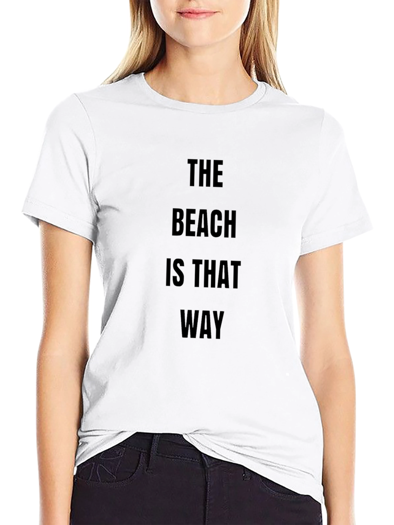 The Beach Is That Way Black Graphic Tee
