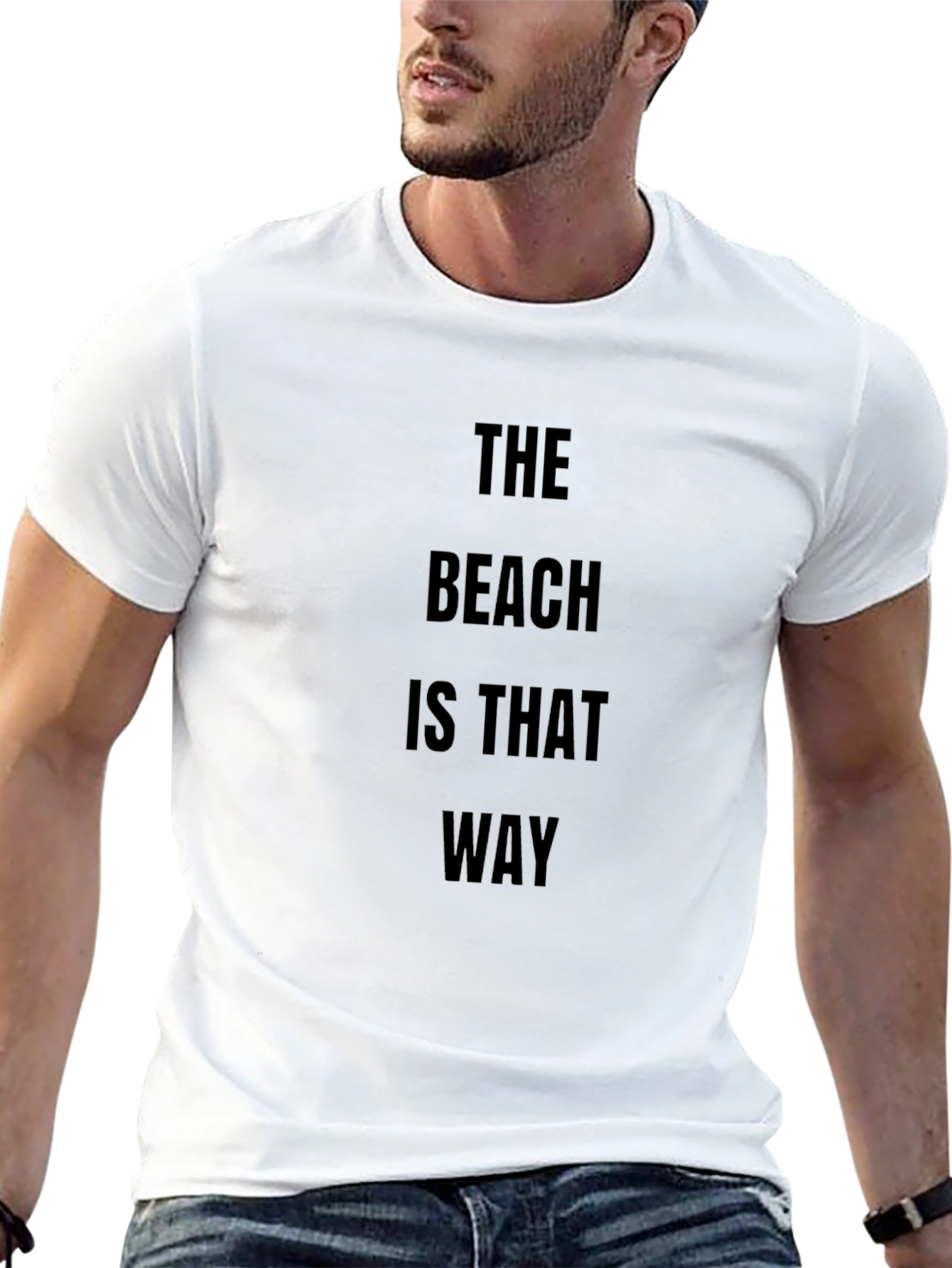 The Beach Is That Way Black Graphic Tee