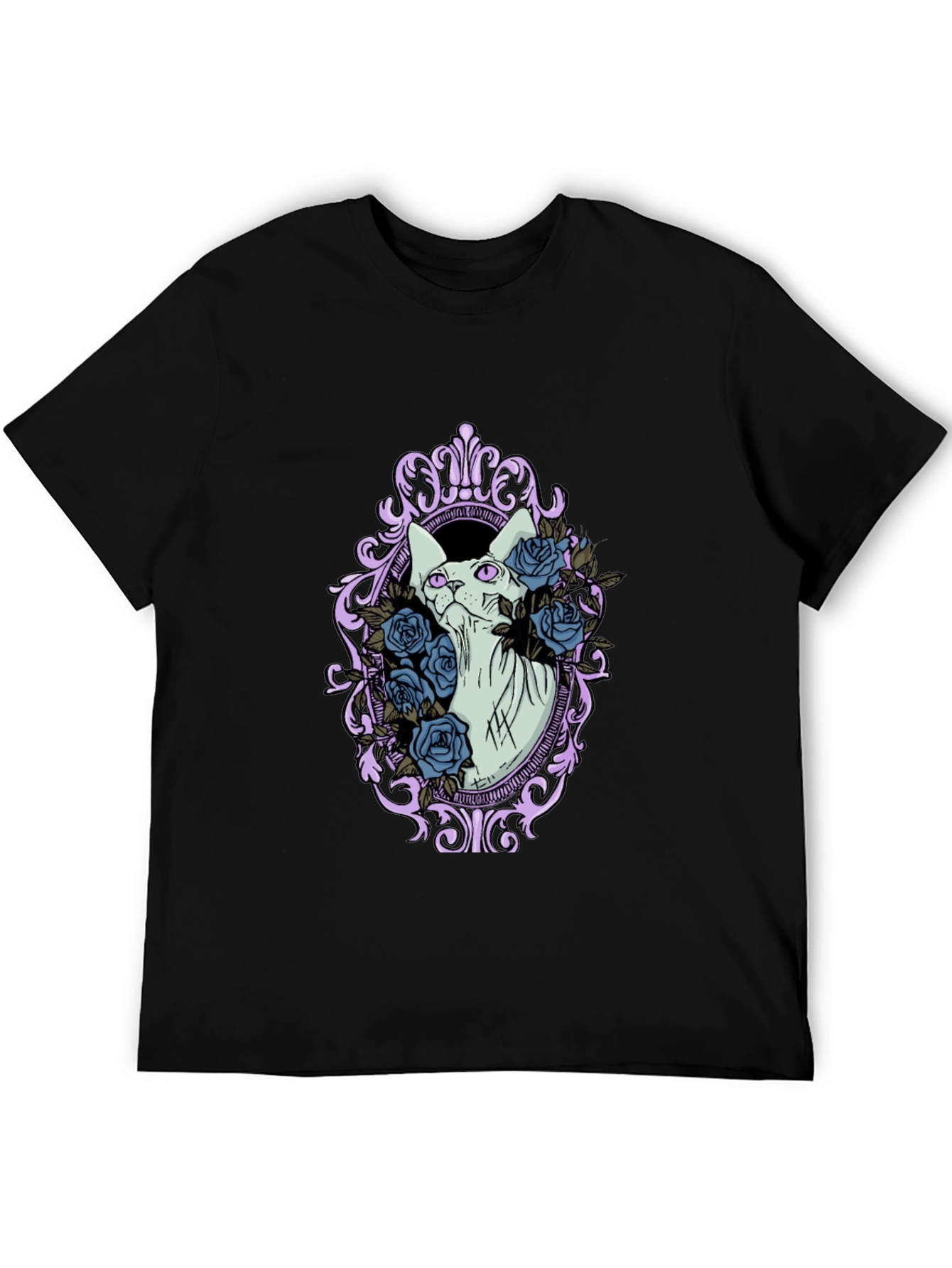 Sphynx Cat Floral Frame Graphic T-Shirt