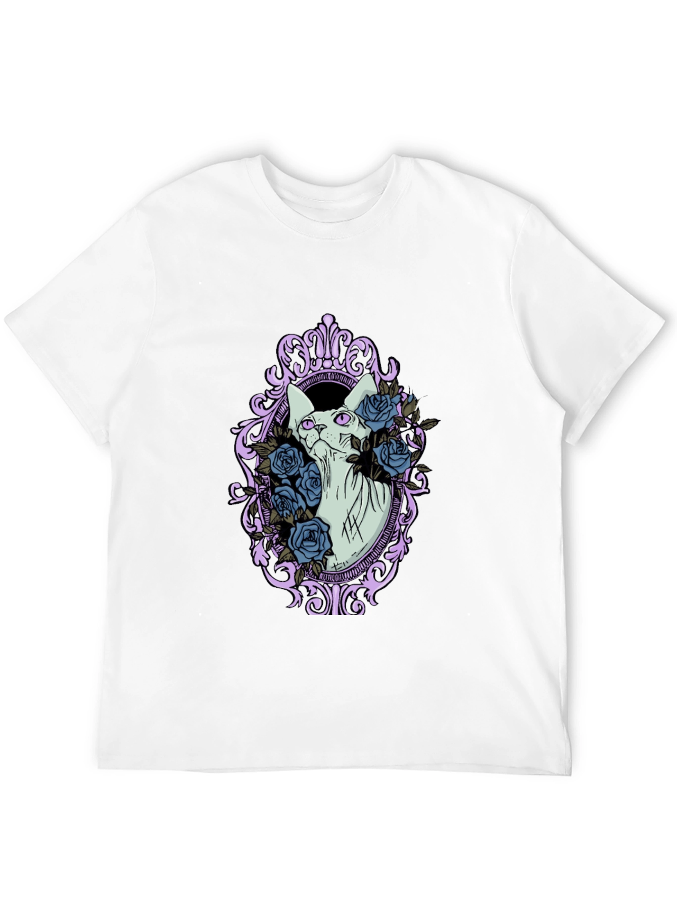 Sphynx Cat Floral Frame Graphic T-Shirt