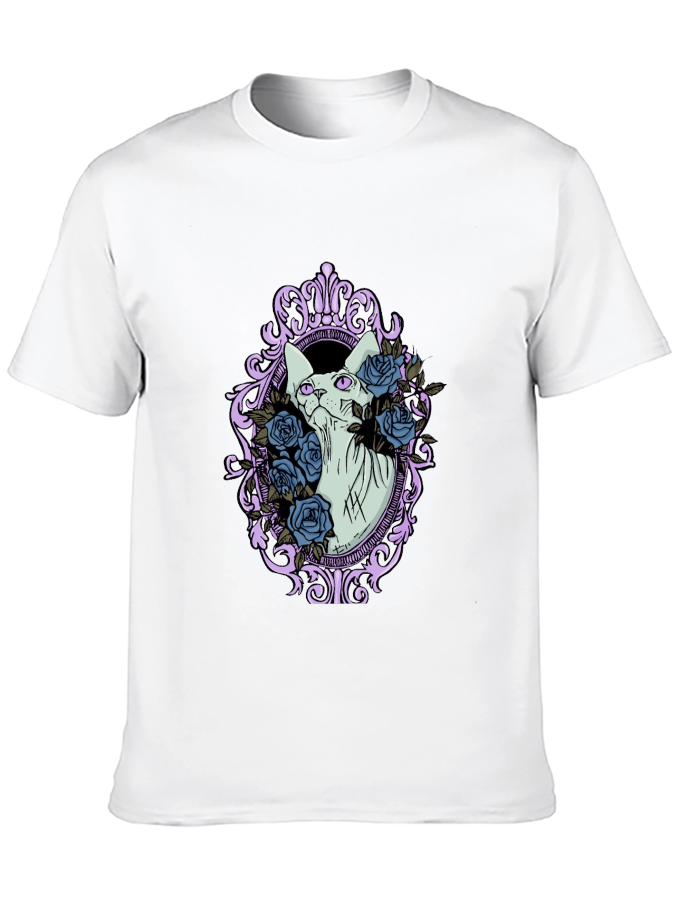 Sphynx Cat Floral Frame Graphic T-Shirt