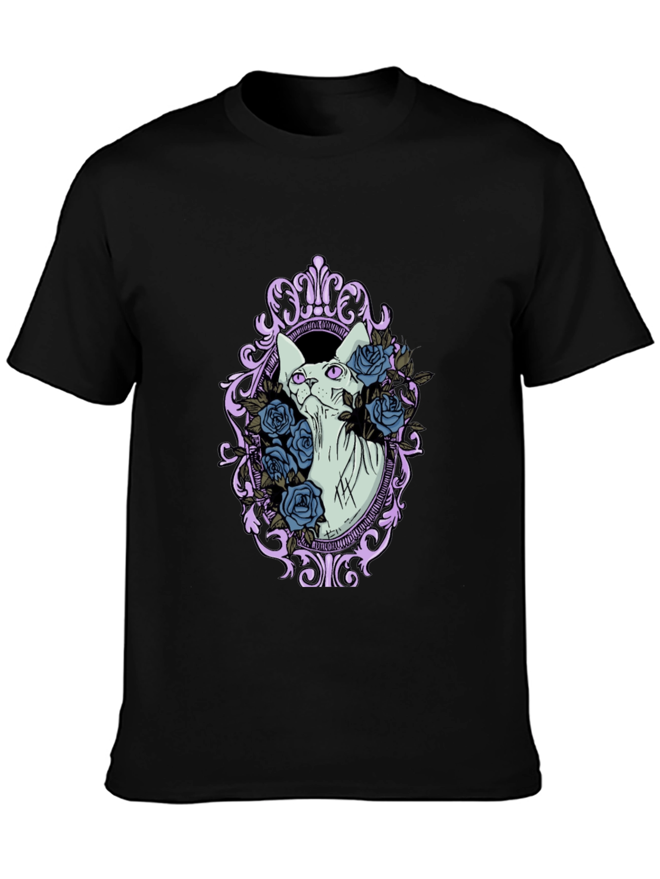 Sphynx Cat Floral Frame Graphic T-Shirt