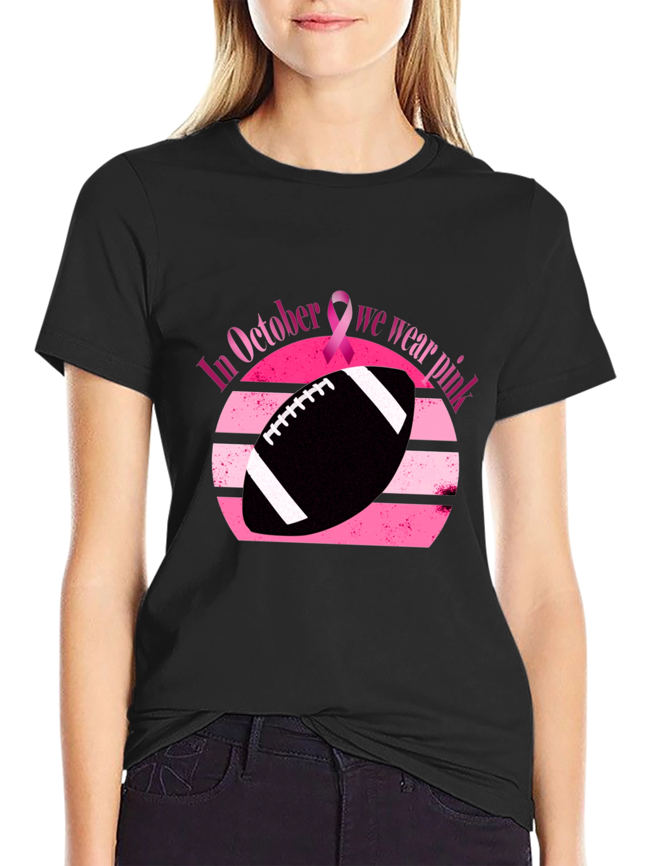October Breast Cancer Awareness Football T-Shirt