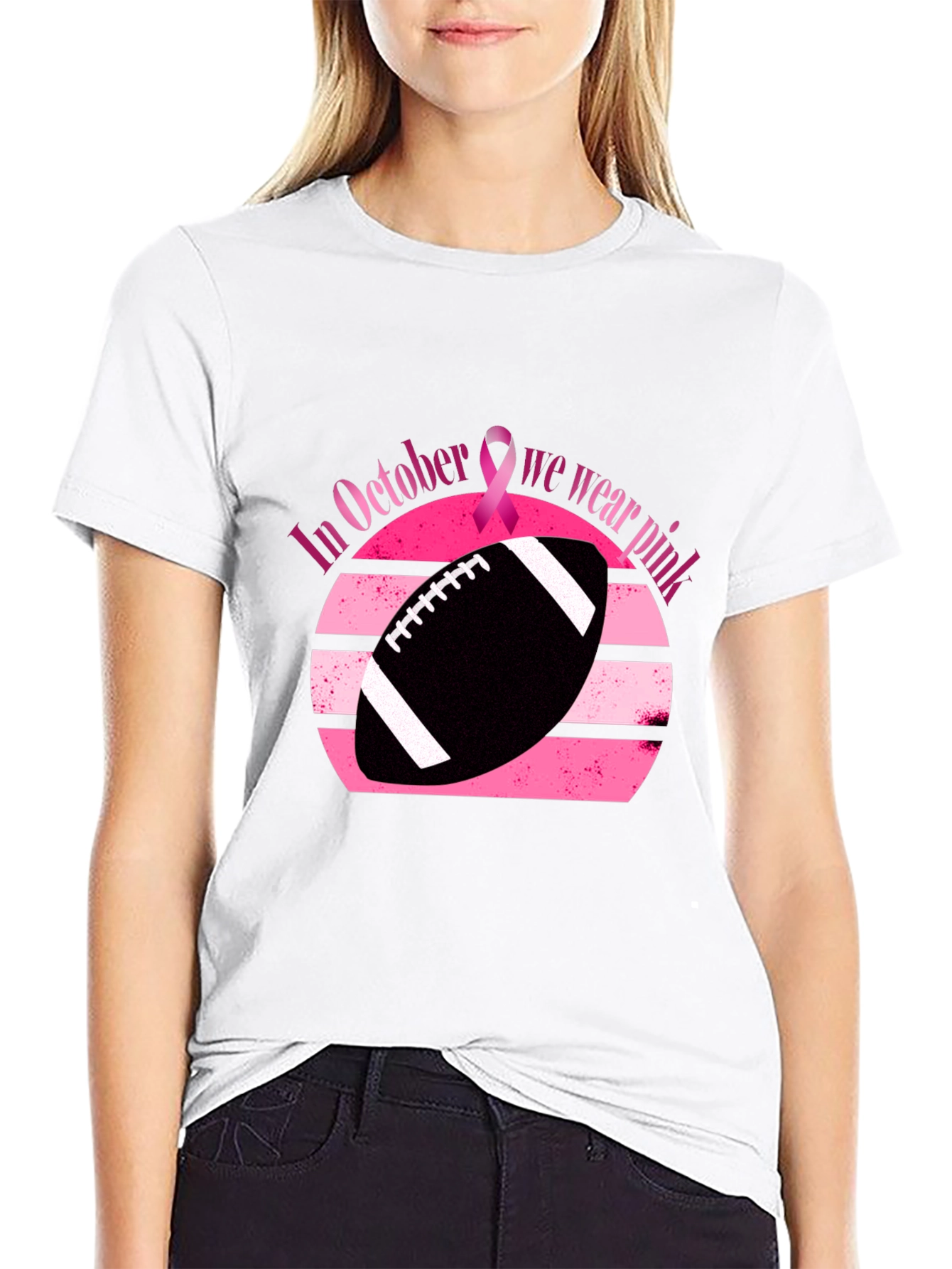 October Breast Cancer Awareness Football T-Shirt