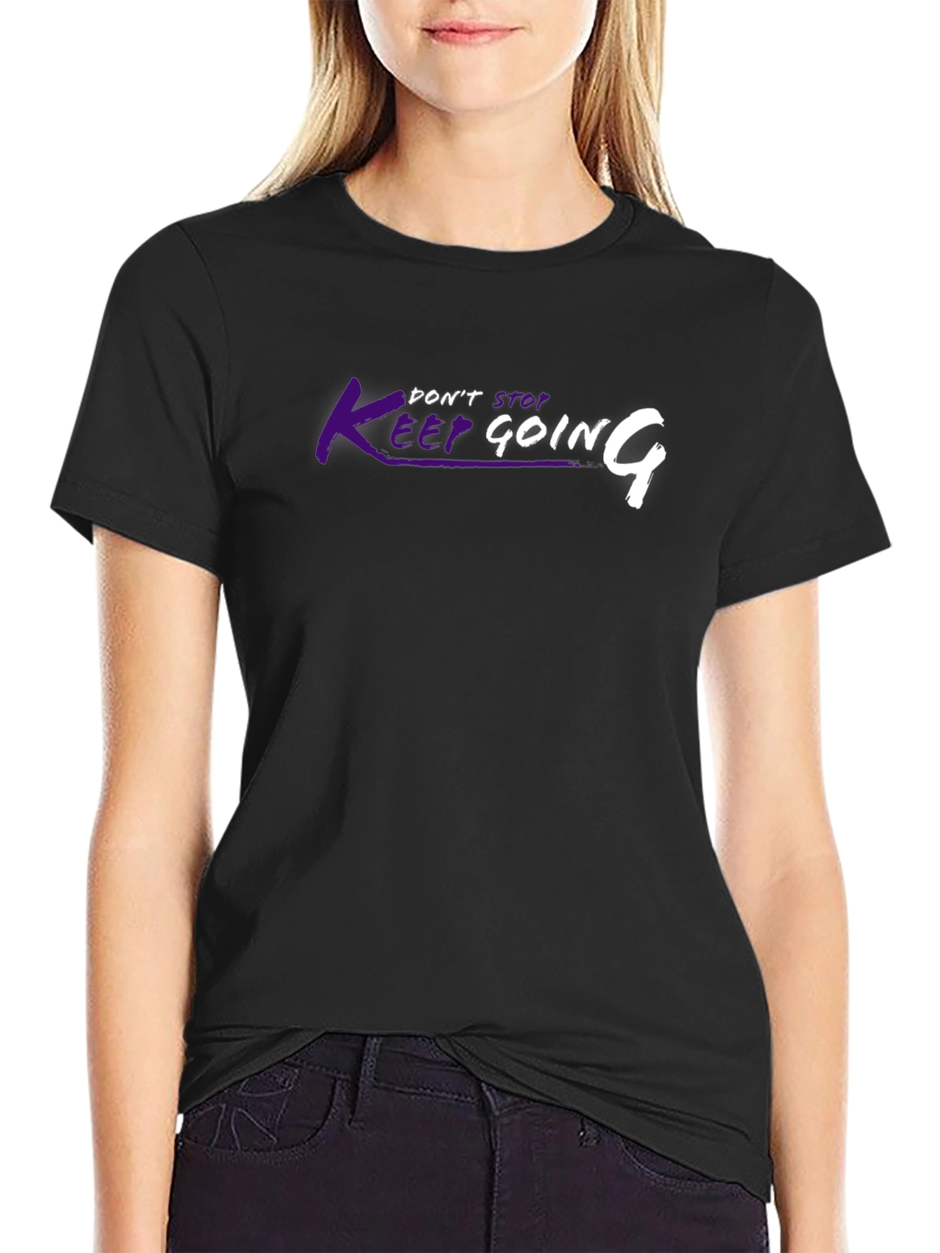 Keep Going Graphic Tee - Motivational Black T-Shirt