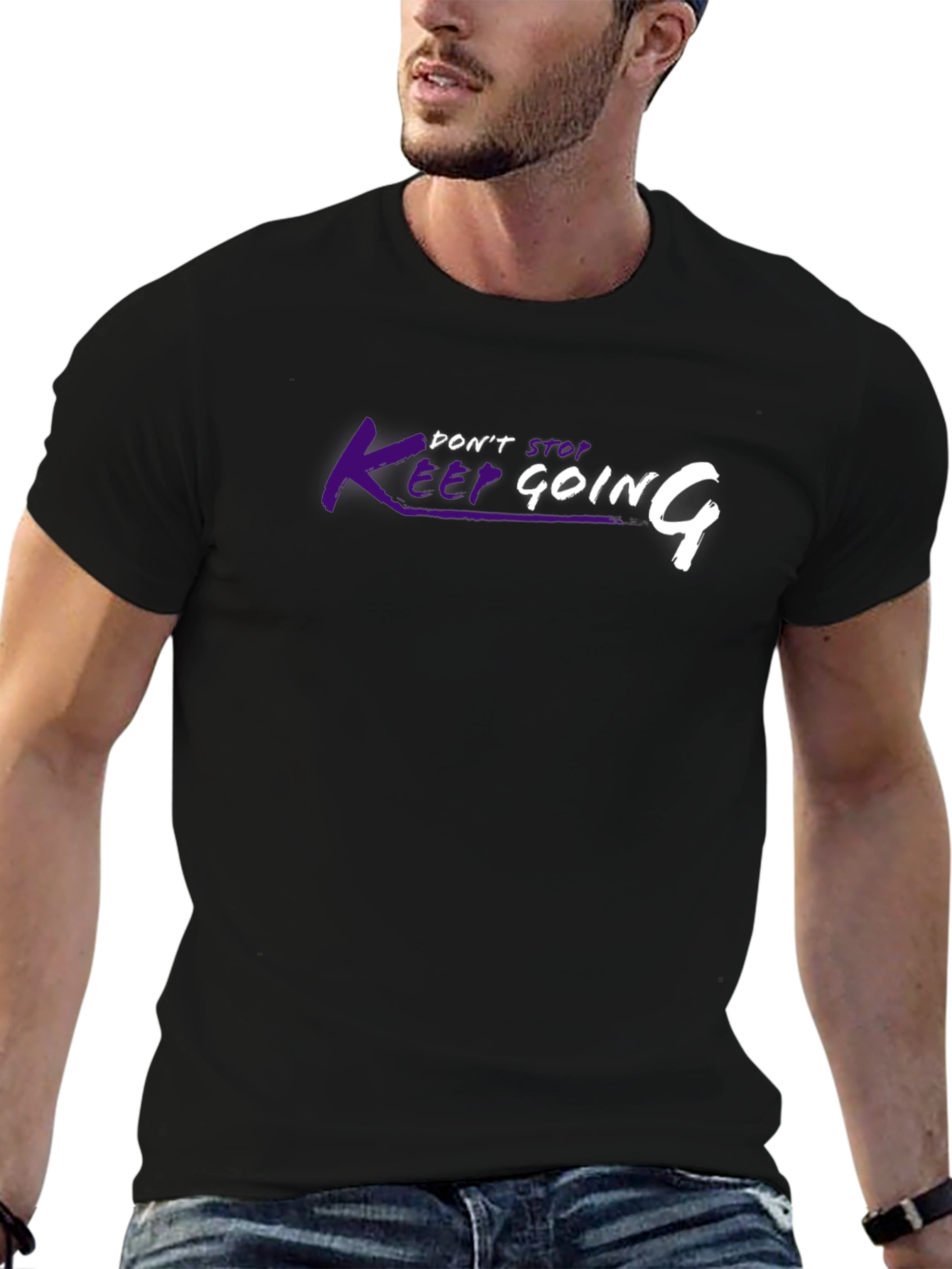 Keep Going Graphic Tee - Motivational Black T-Shirt