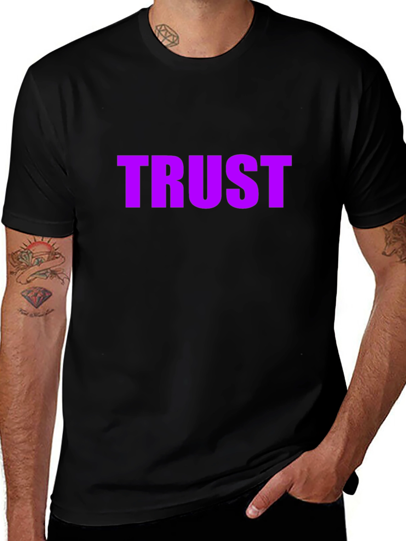 Purple TRUST Graphic Black T-Shirt