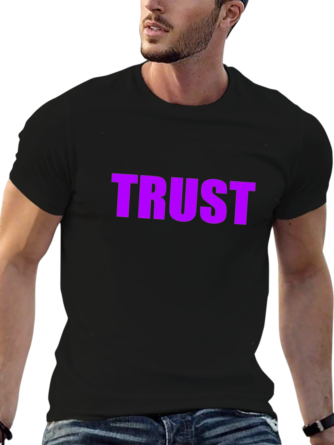 Purple TRUST Graphic Black T-Shirt
