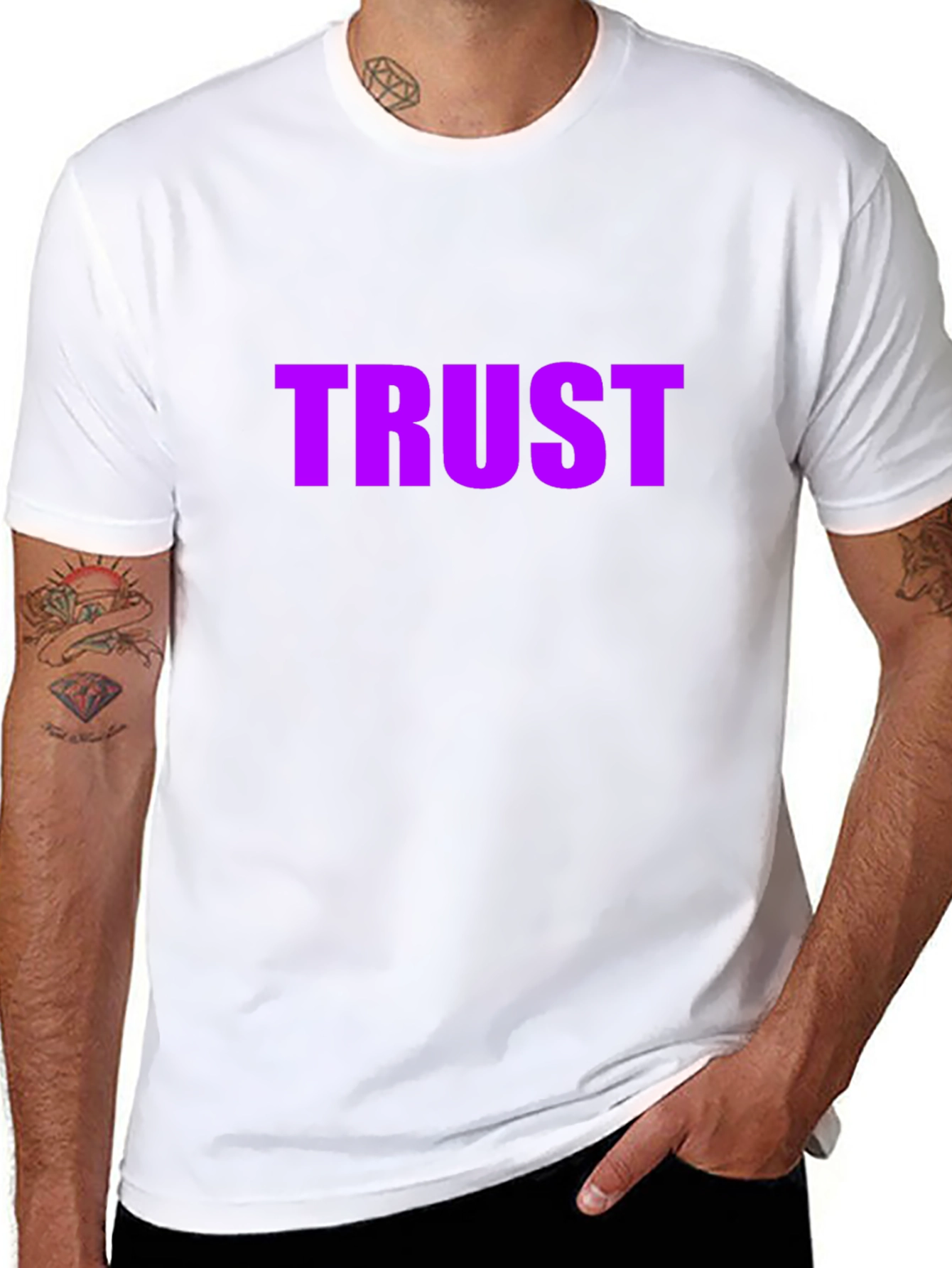 Purple TRUST Graphic Black T-Shirt