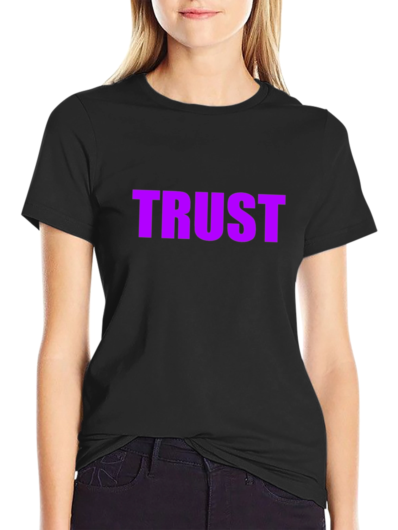 Purple TRUST Graphic Black T-Shirt
