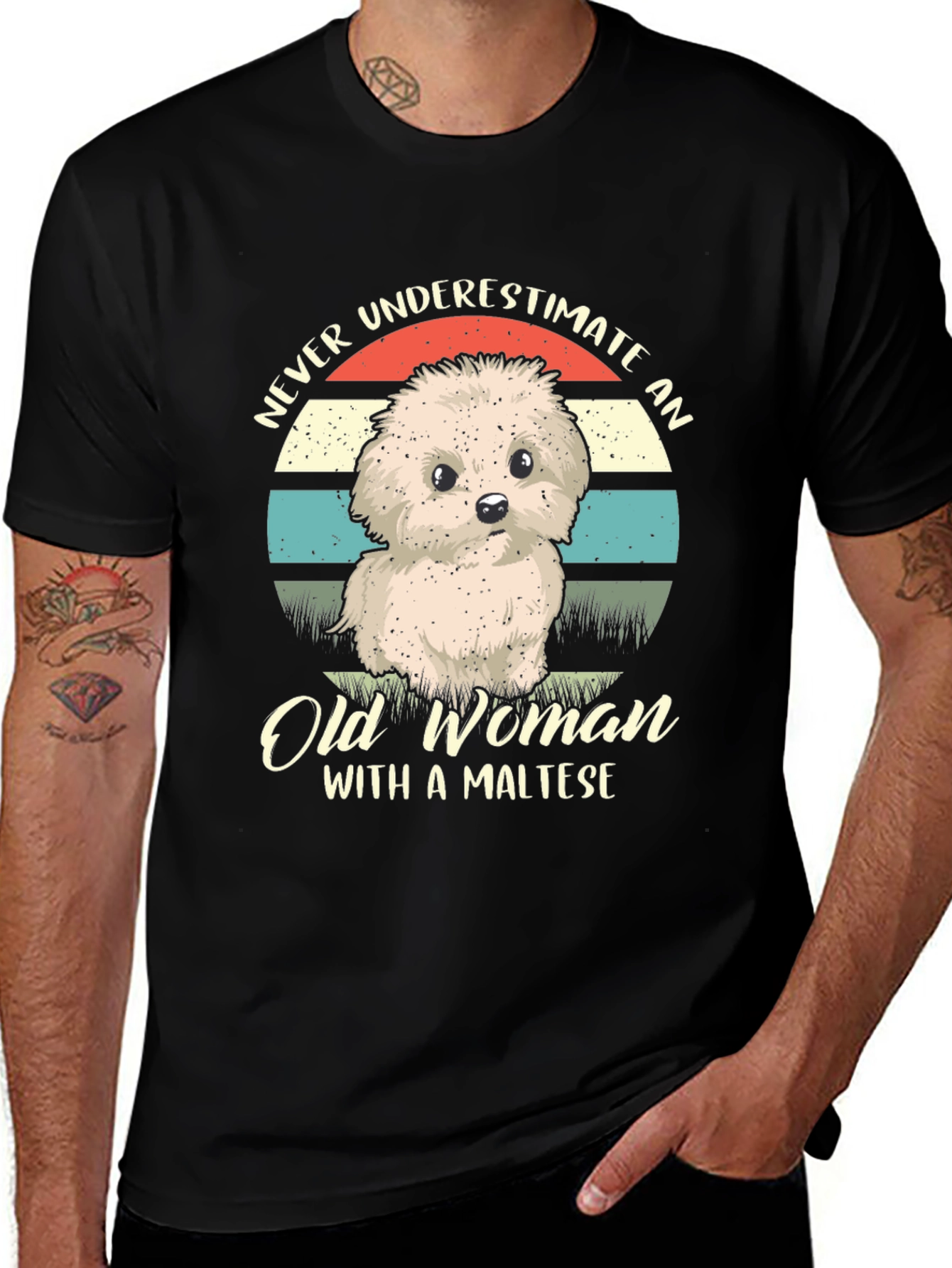 Never Underestimate an Old Woman with a Maltese T-Shirt