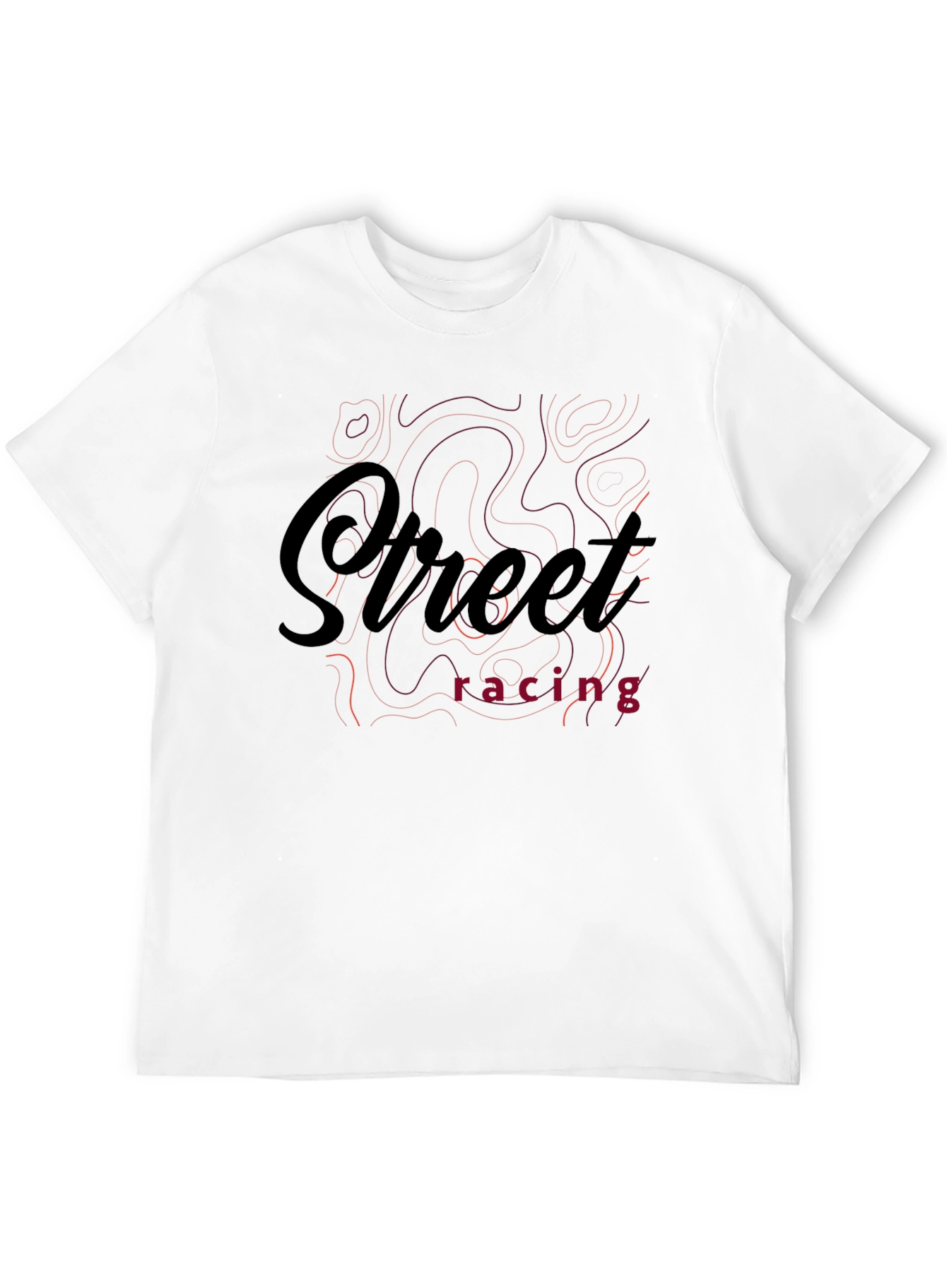 Street Racing Graphic Print Black T-Shirt