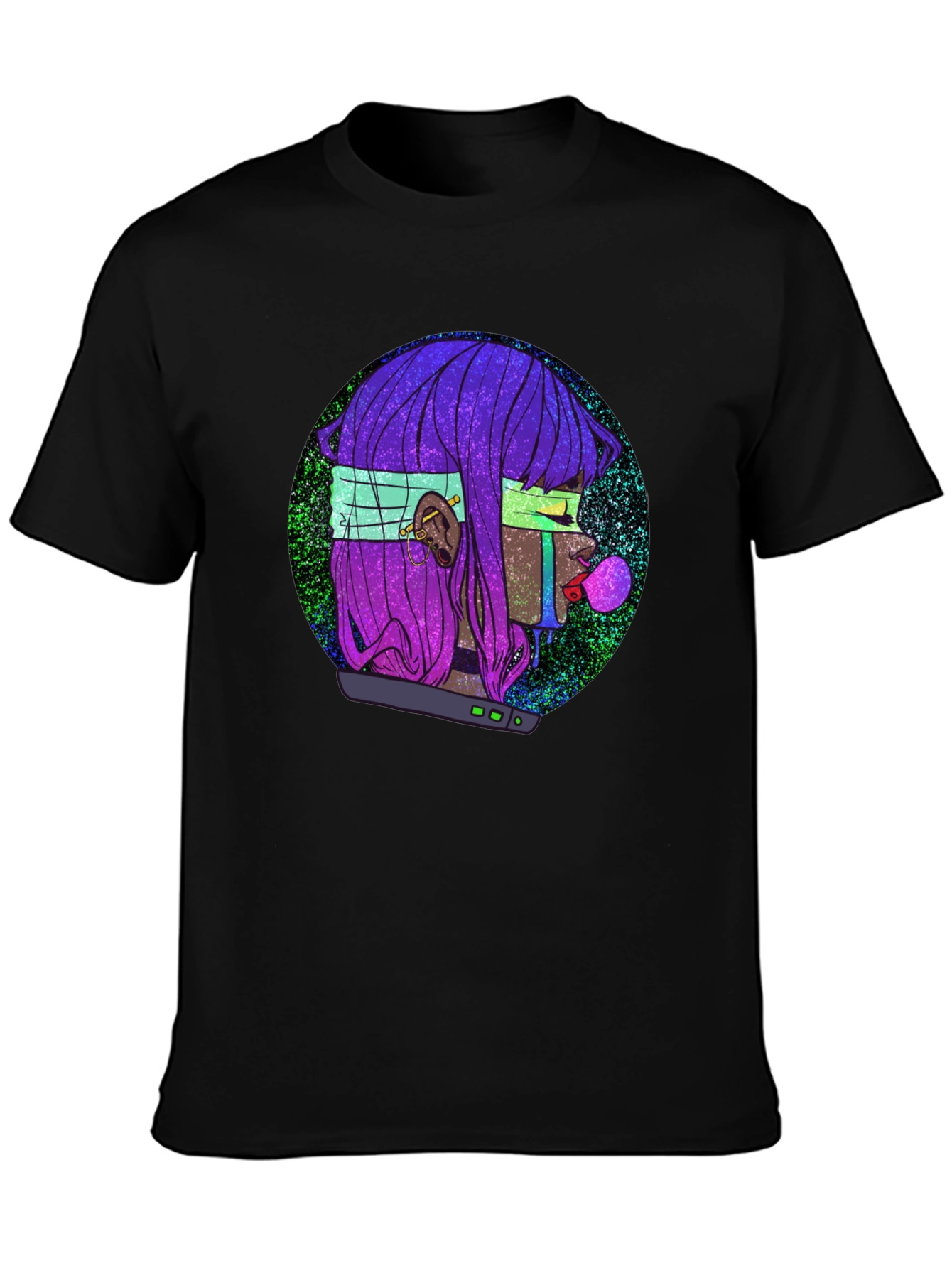 Cyberpunk Girl Black Graphic Tee