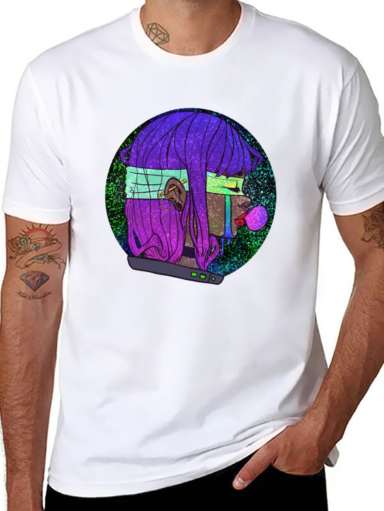 Cyberpunk Girl Black Graphic Tee