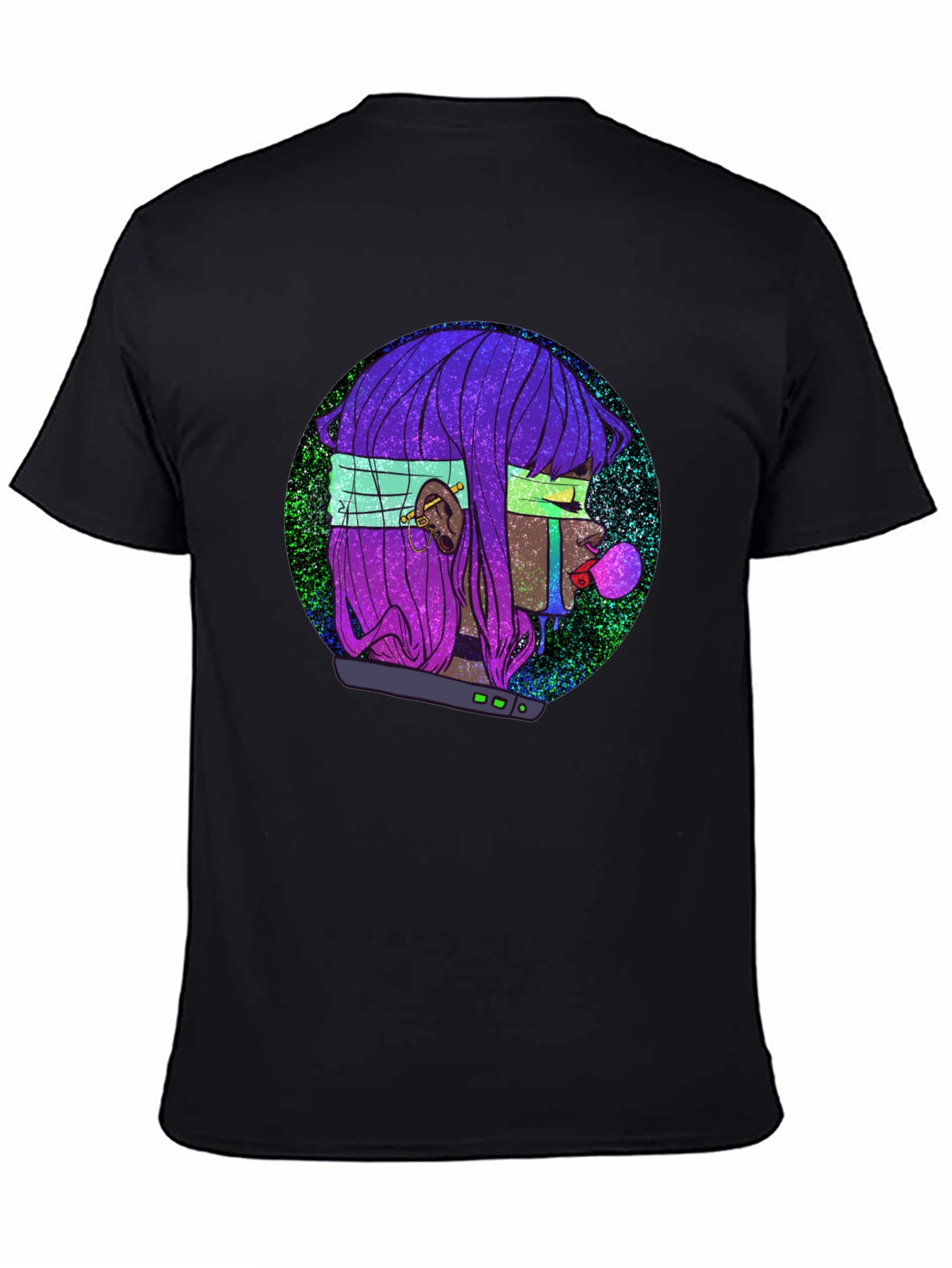 Cyberpunk Girl Black Graphic Tee