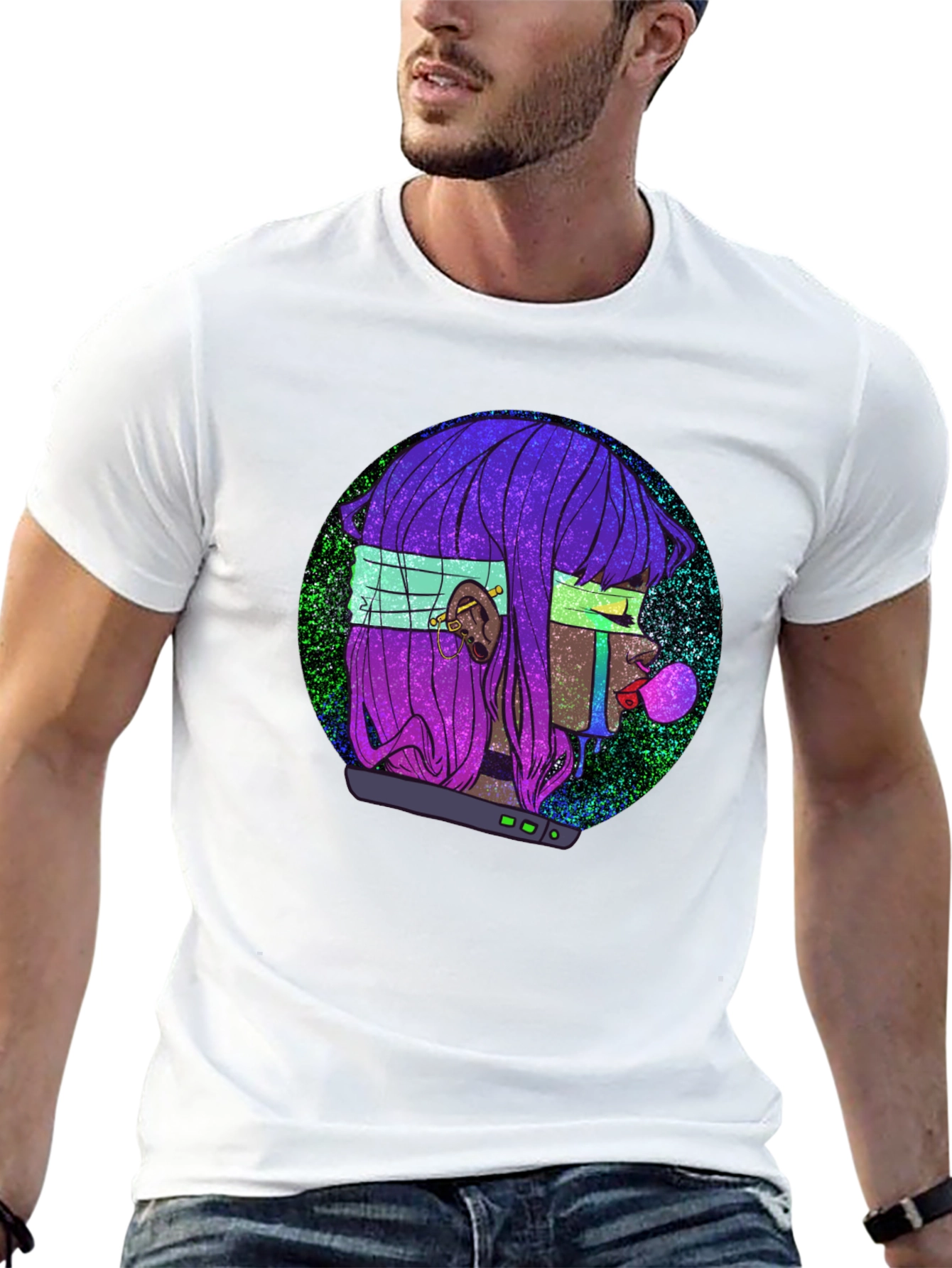 Cyberpunk Girl Black Graphic Tee