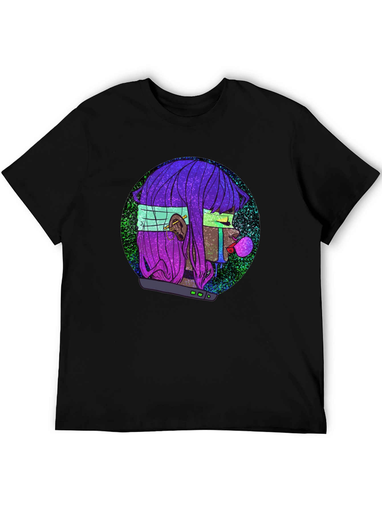 Cyberpunk Girl Black Graphic Tee