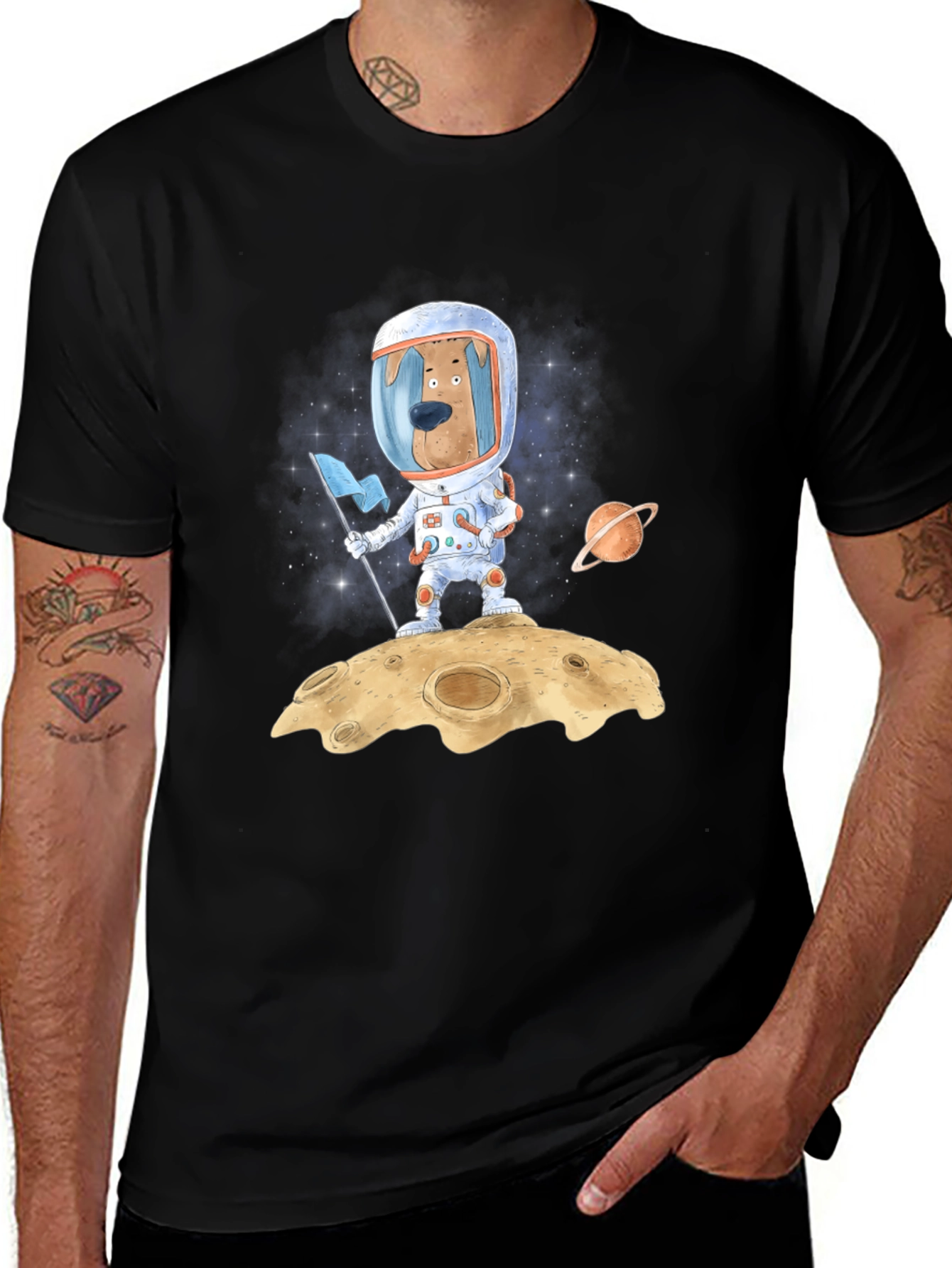 Dog Astronaut Graphic Tee - Space Adventure
