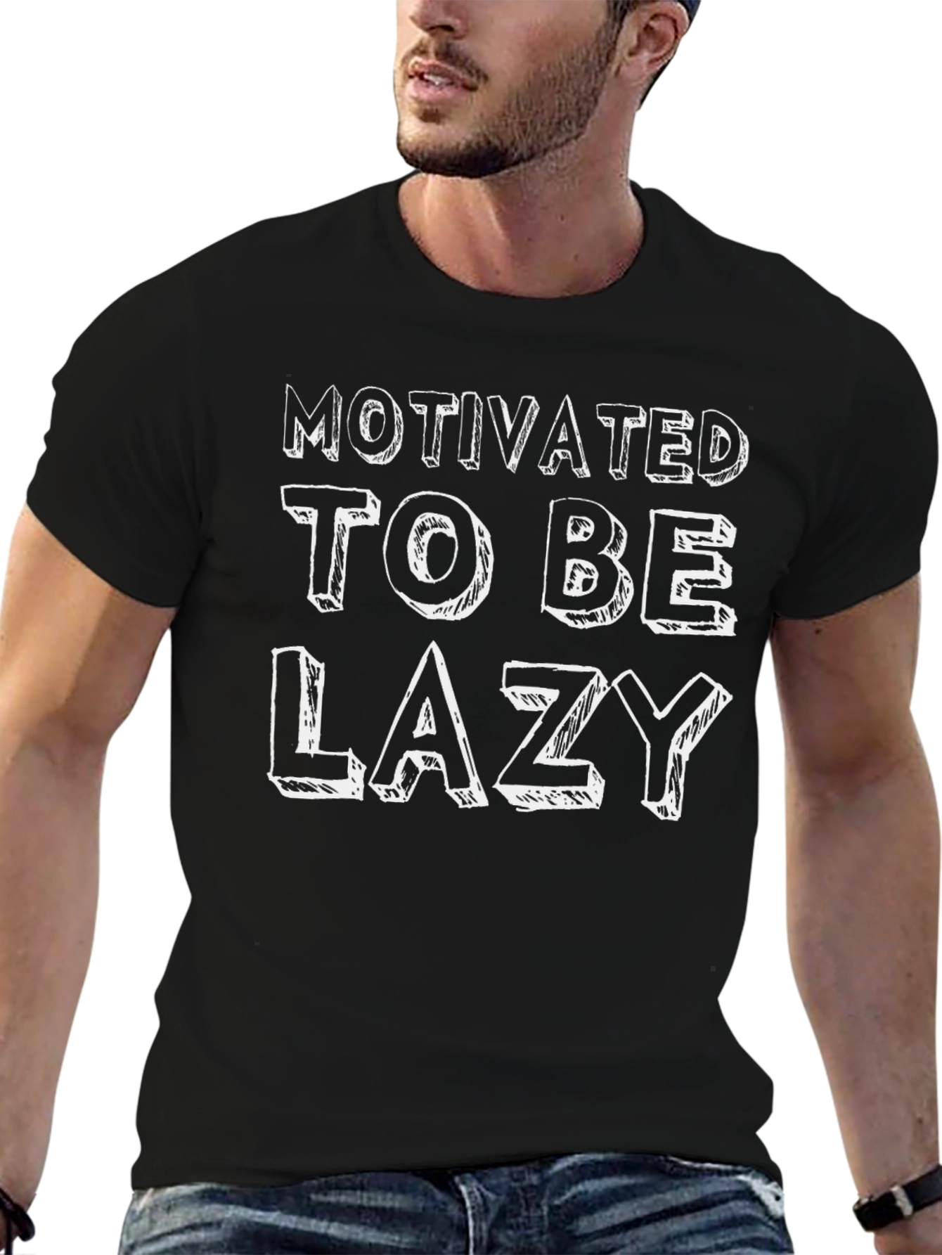 Motivated To Be Lazy Black T-Shirt