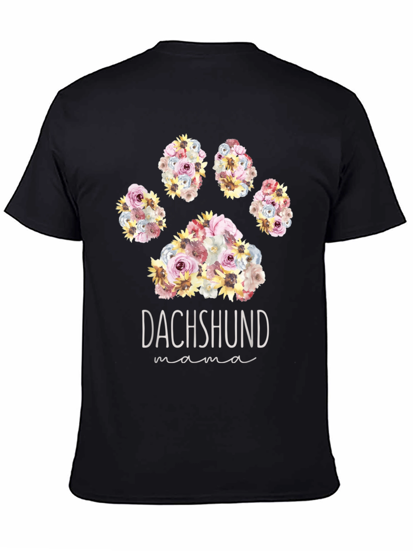 Dachshund Mama Floral Paw Print T-Shirt