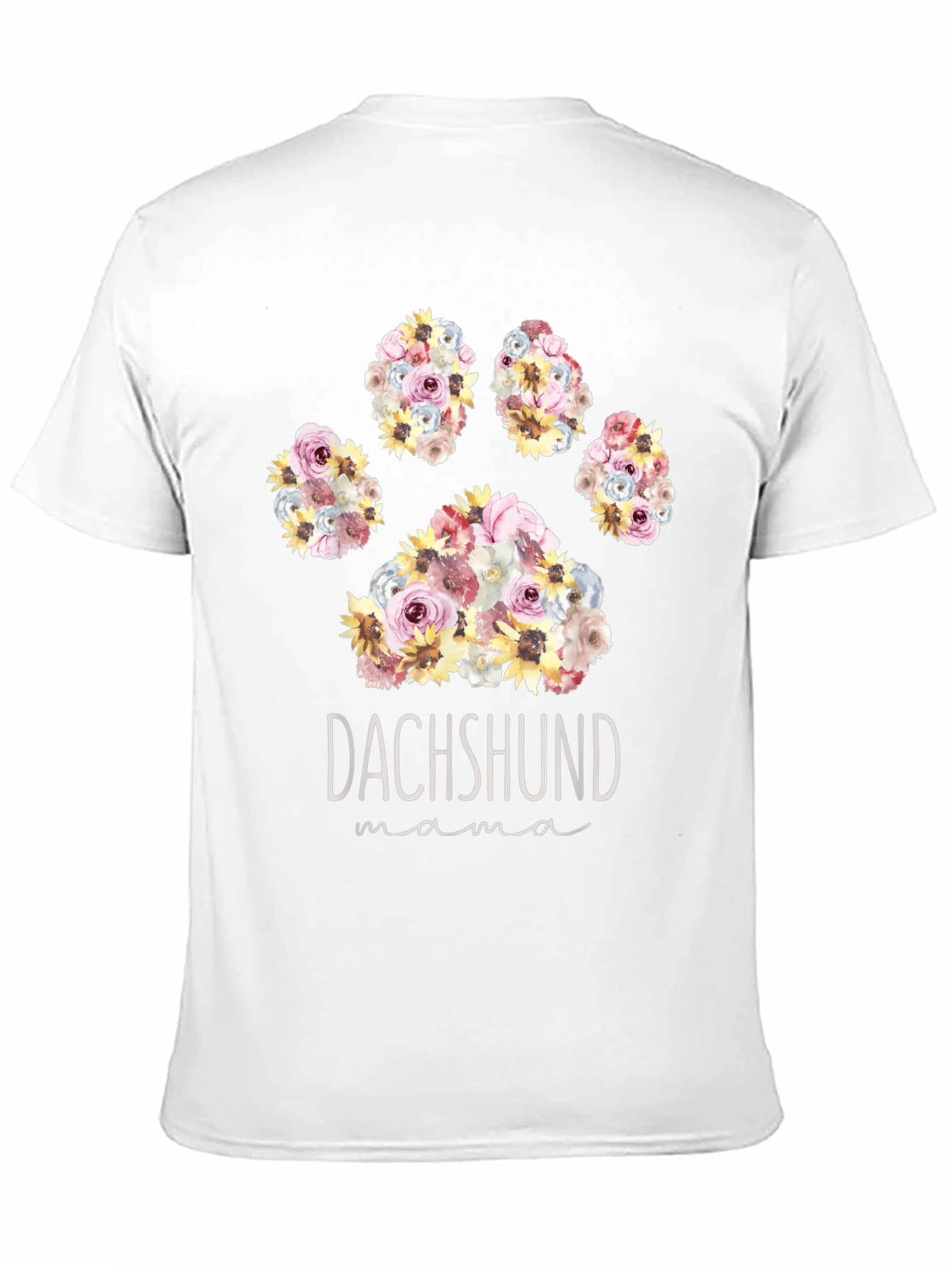 Dachshund Mama Floral Paw Print T-Shirt