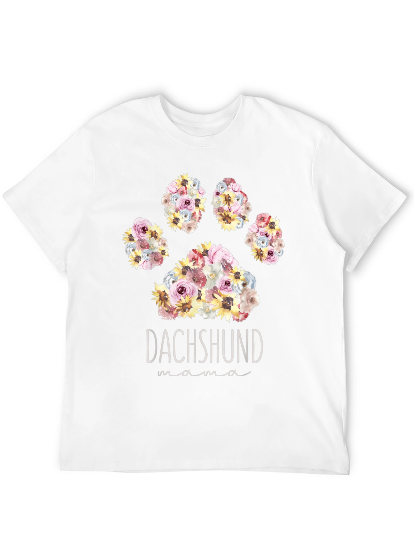 Dachshund Mama Floral Paw Print T-Shirt
