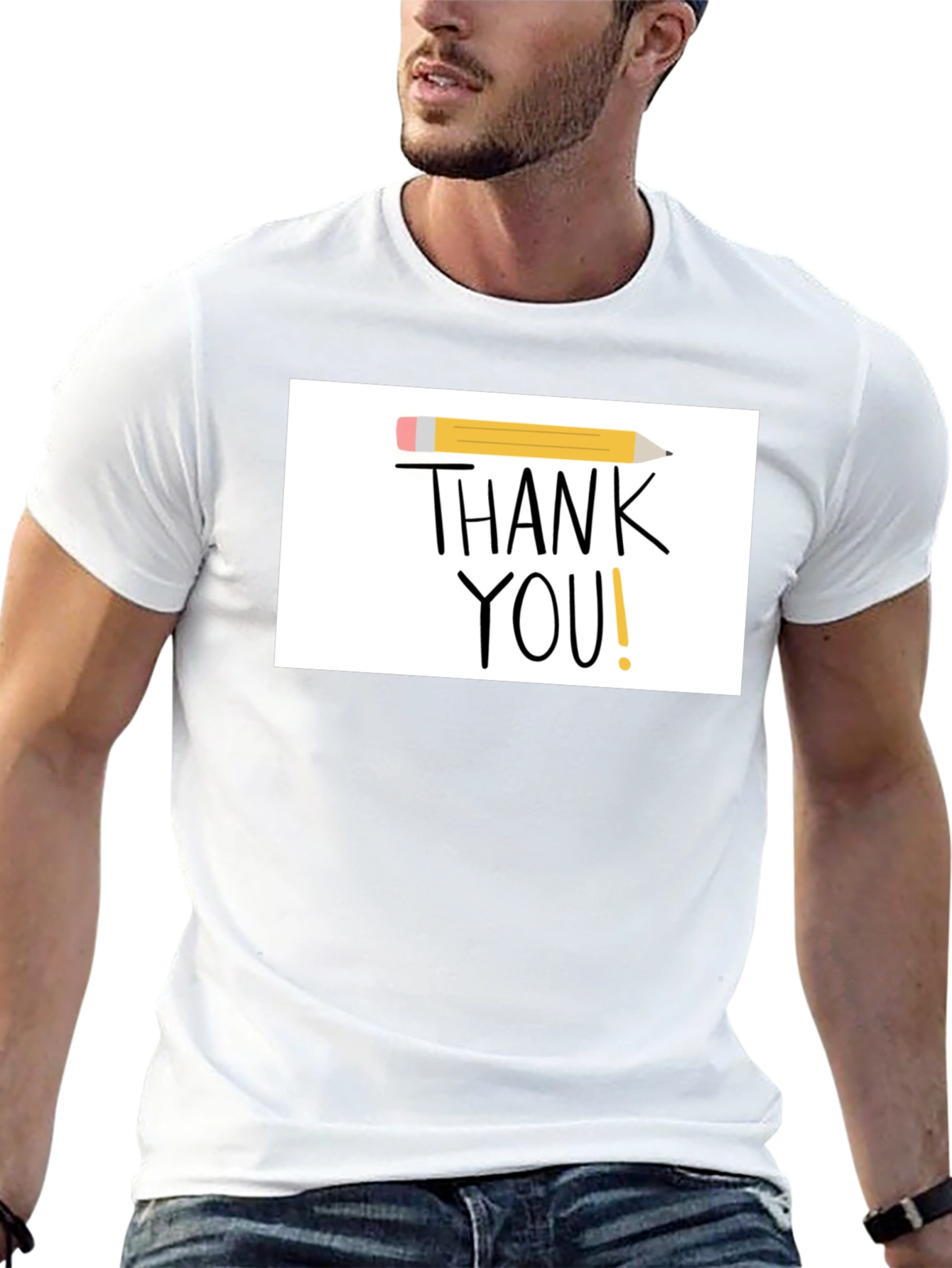 Thank You Pencil Graphic Black T-Shirt