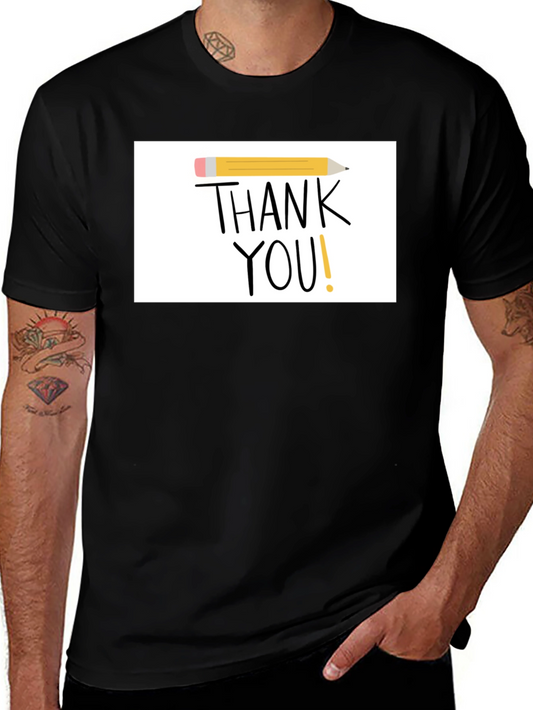 Thank You Pencil Graphic Black T-Shirt