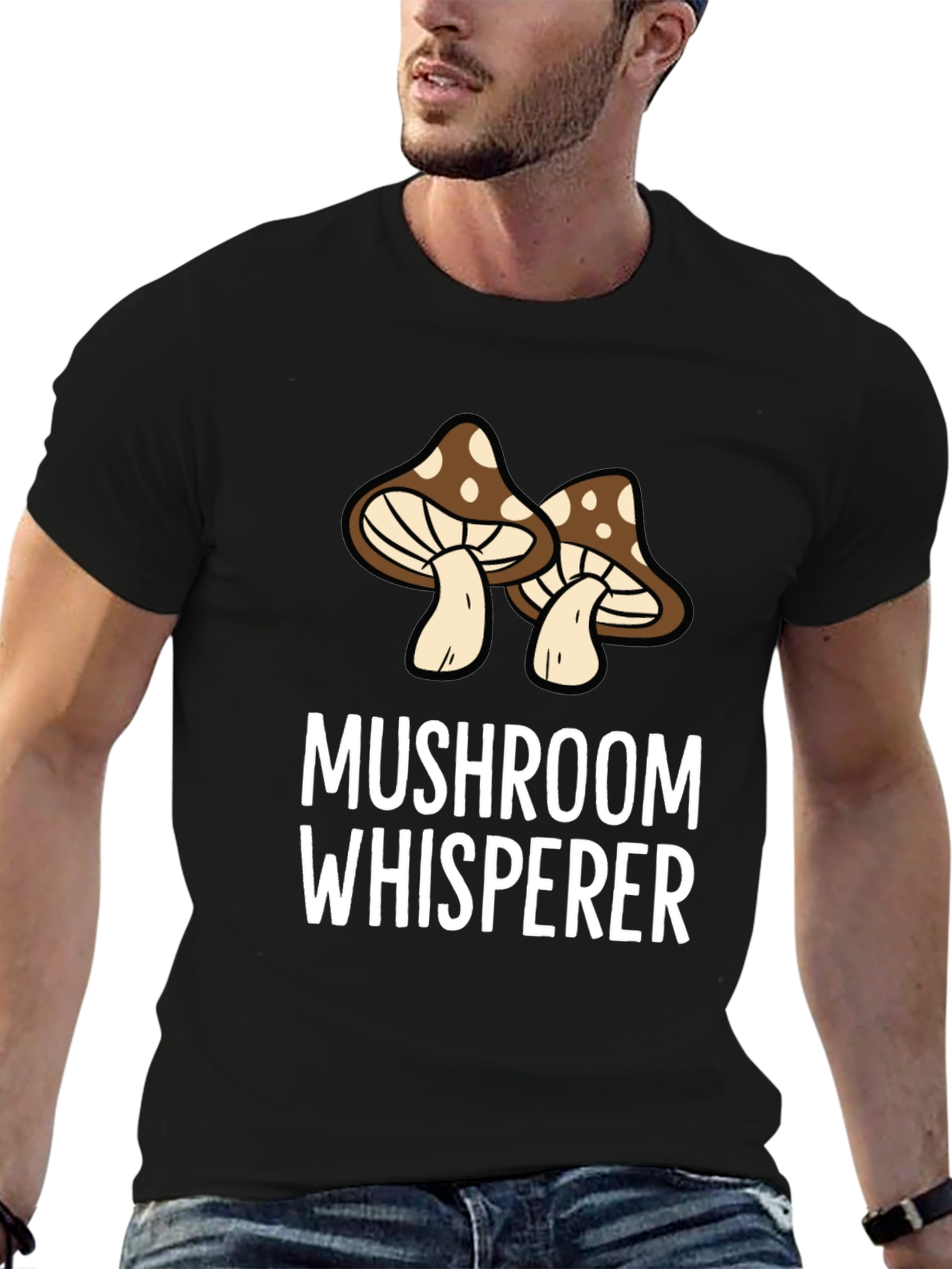 Mushroom Whisperer Graphic Tee - Black Cotton Shirt