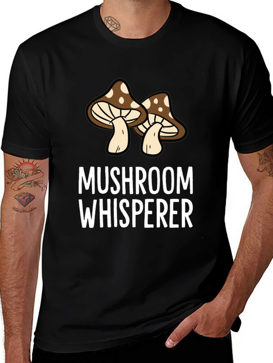 Mushroom Whisperer Graphic Tee - Black Cotton Shirt