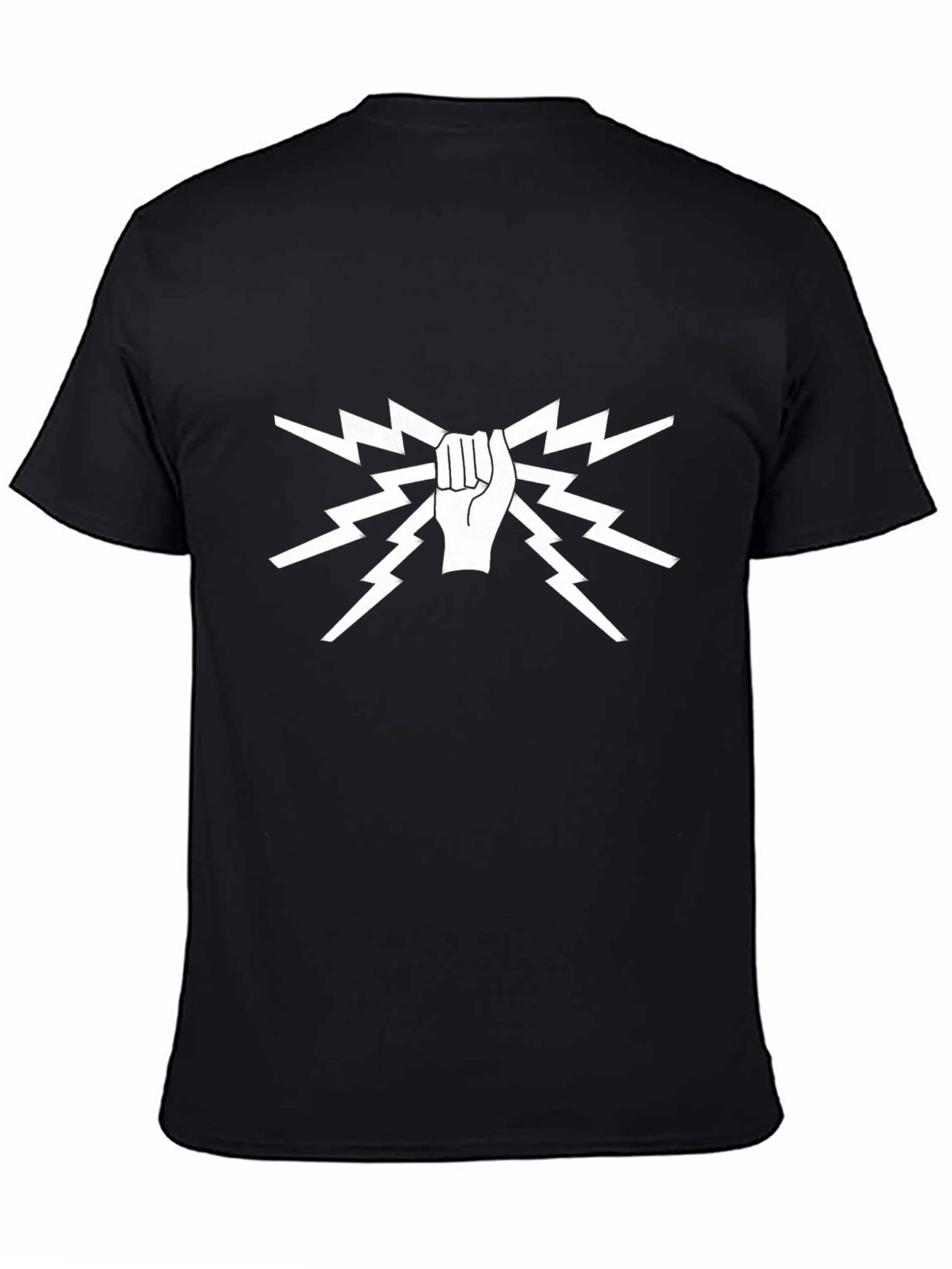 Electrician Hand Lightning Bolt Black Graphic T-Shirt