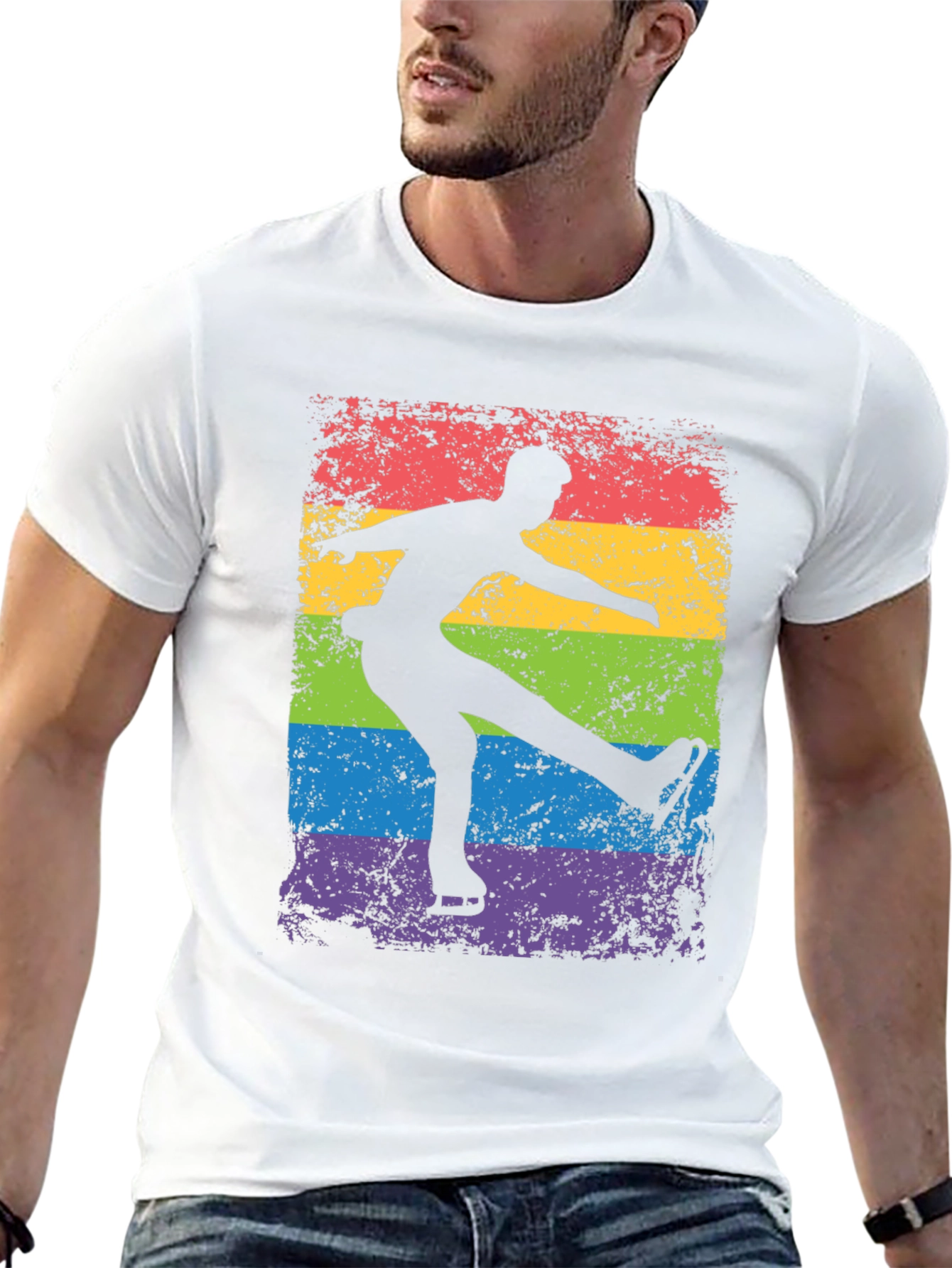Ice Skater Rainbow Graphic Tee