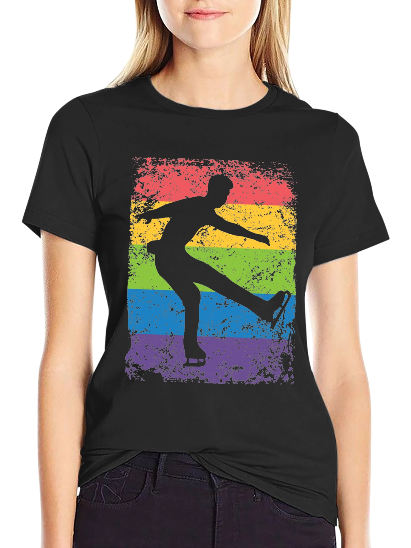 Ice Skater Rainbow Graphic Tee