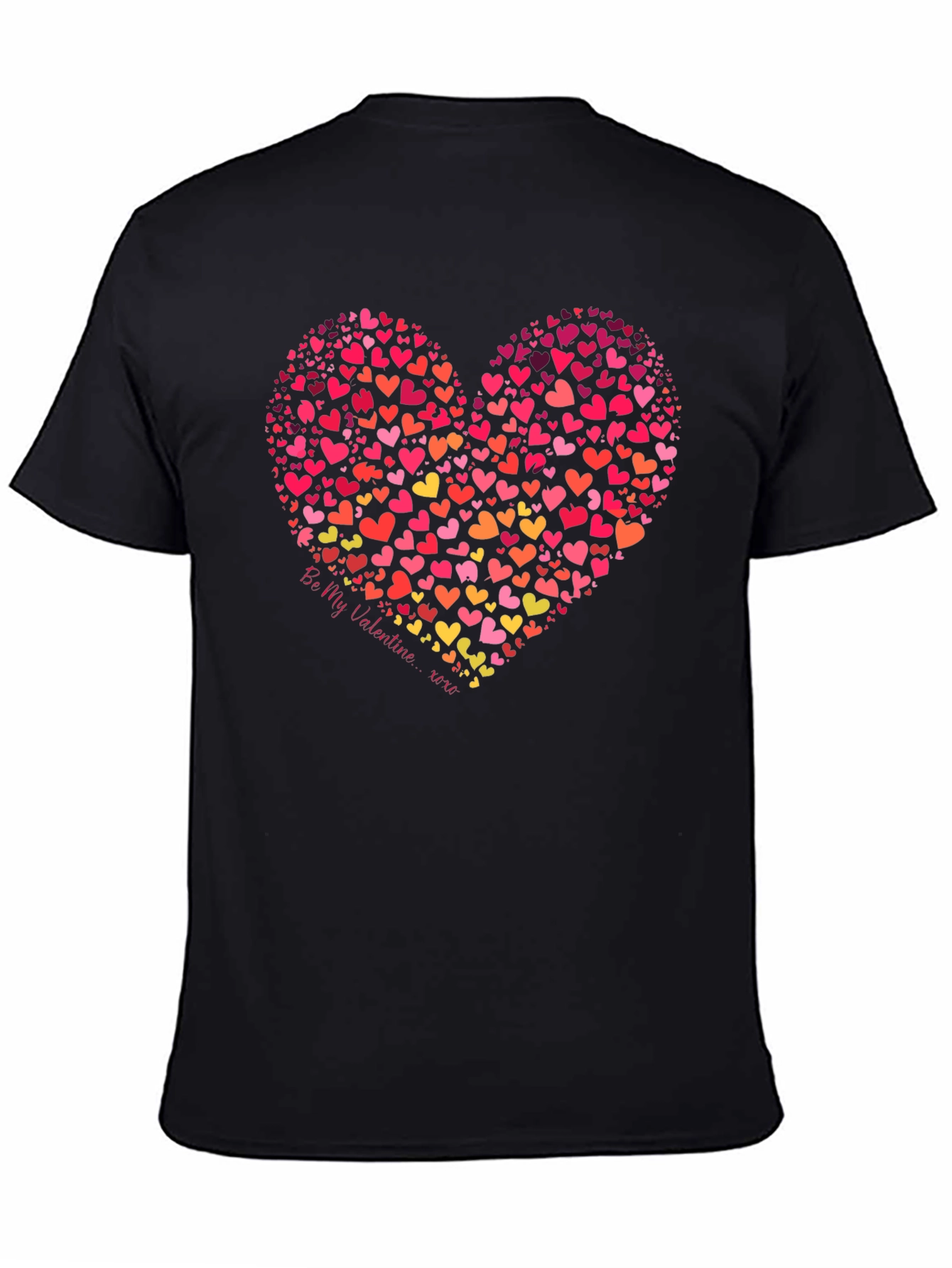 Heart Print Valentines Day Black T-Shirt