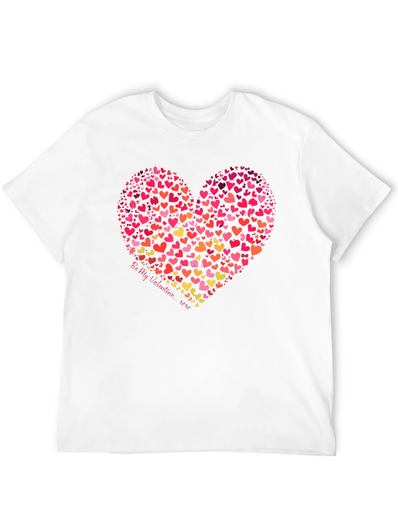 Heart Print Valentines Day Black T-Shirt