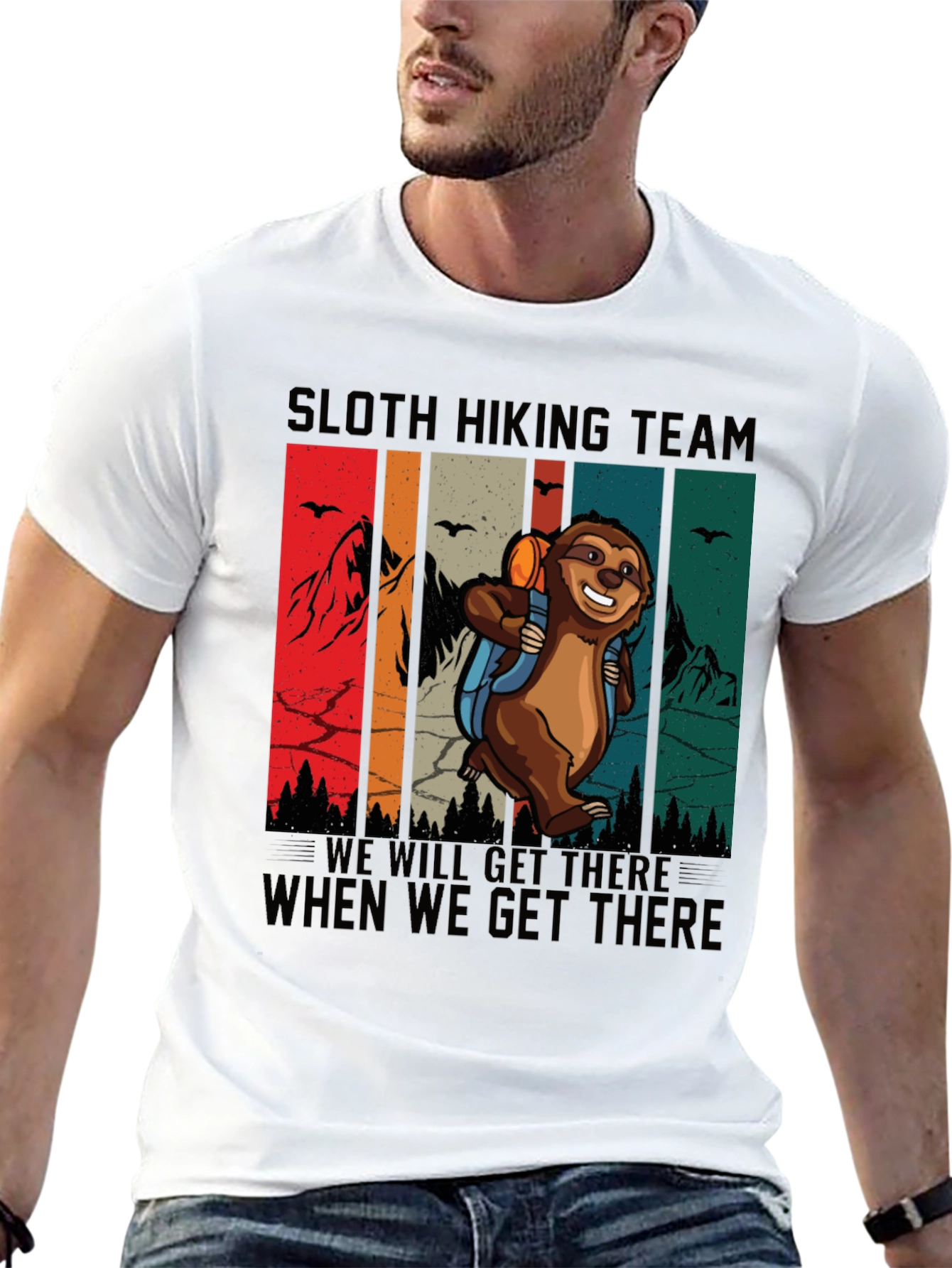 Sloth Hiking Team T-Shirt Funny Graphic Tee