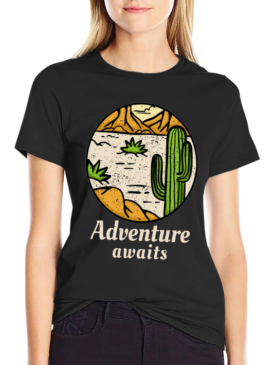 Adventure Awaits Cactus Graphic Tee - Desert Style Shirt