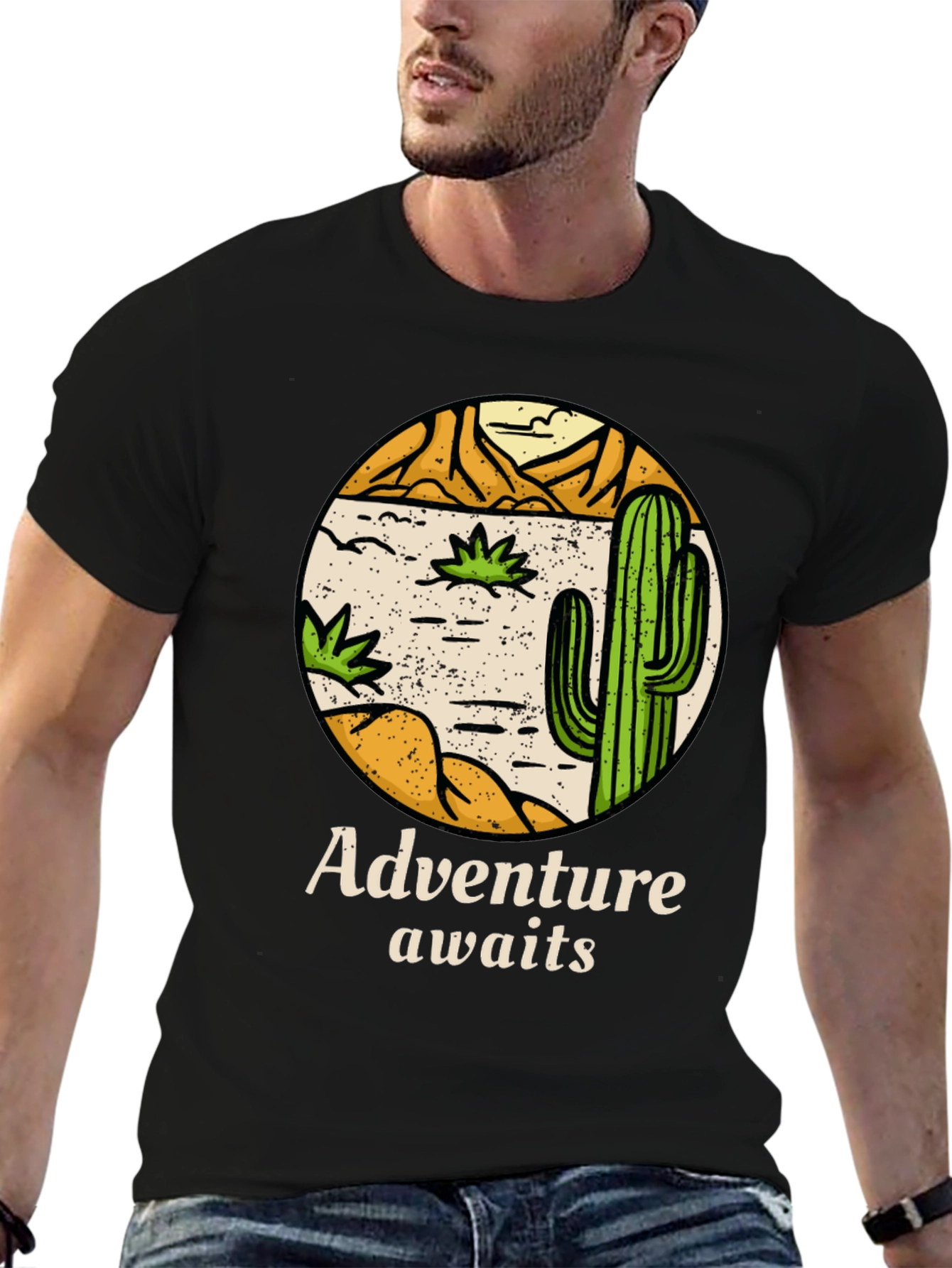 Adventure Awaits Cactus Graphic Tee - Desert Style Shirt