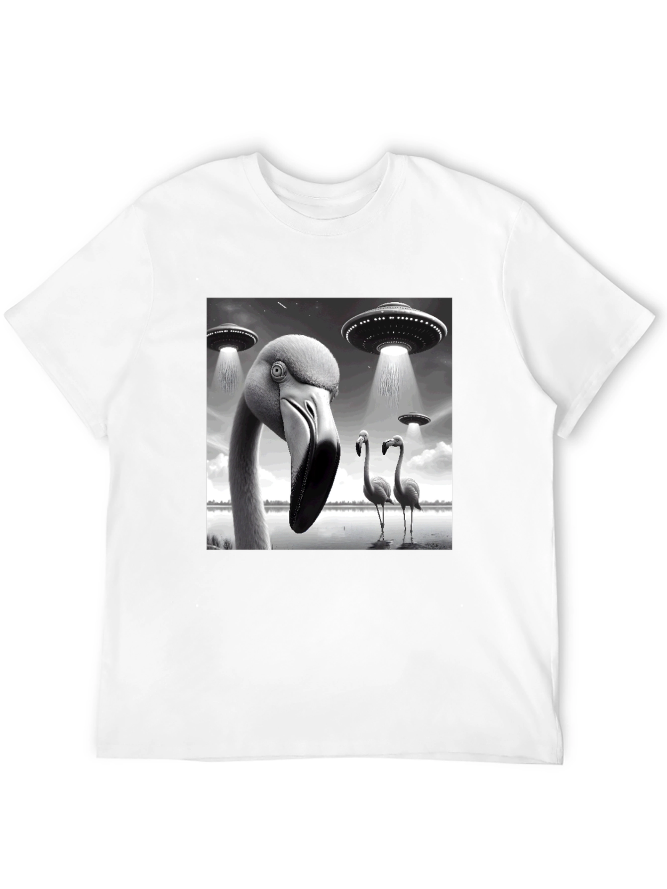 Black Flamingo UFO Abduction T-Shirt