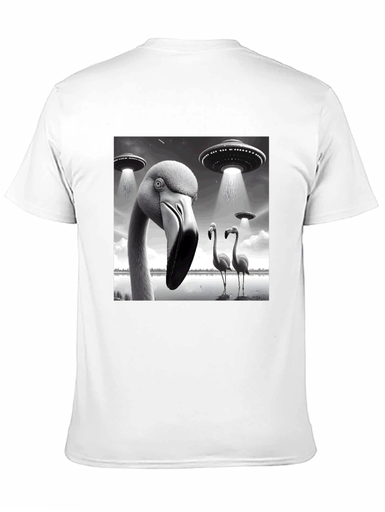 Black Flamingo UFO Abduction T-Shirt