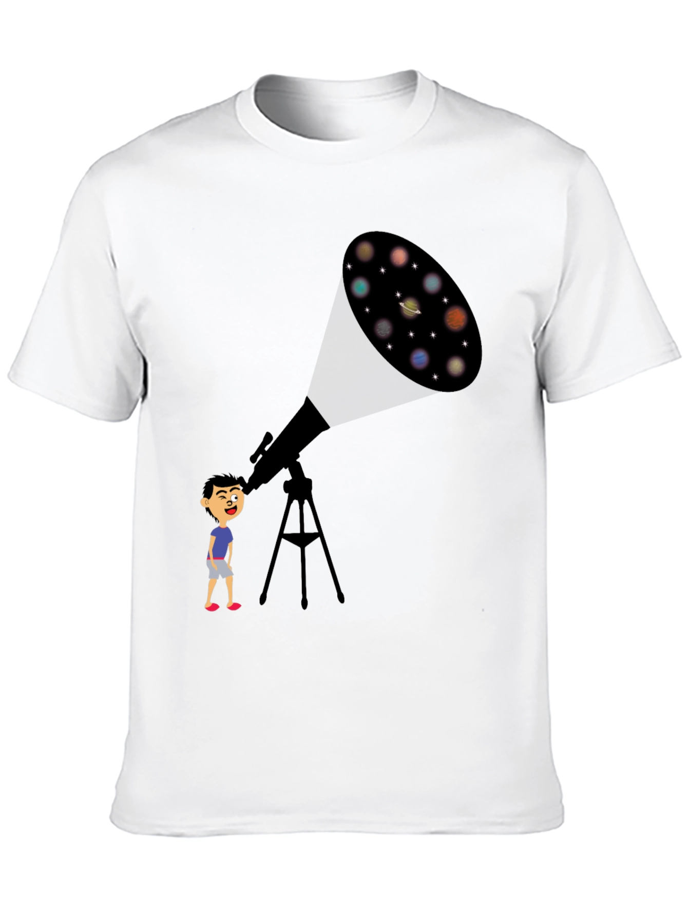 Telescope Planets Graphic Tee - Astronomy Lovers T-Shirt