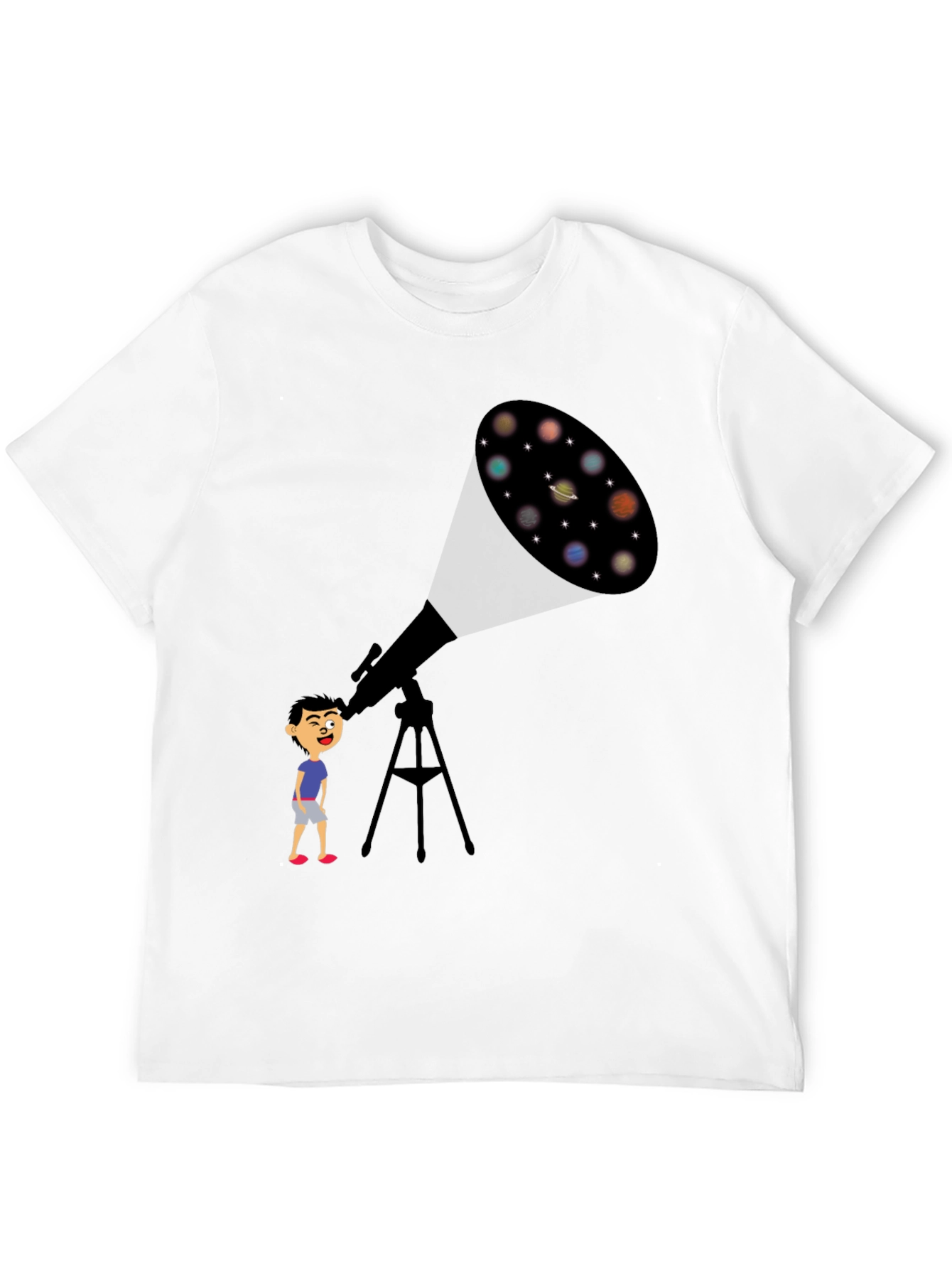 Telescope Planets Graphic Tee - Astronomy Lovers T-Shirt