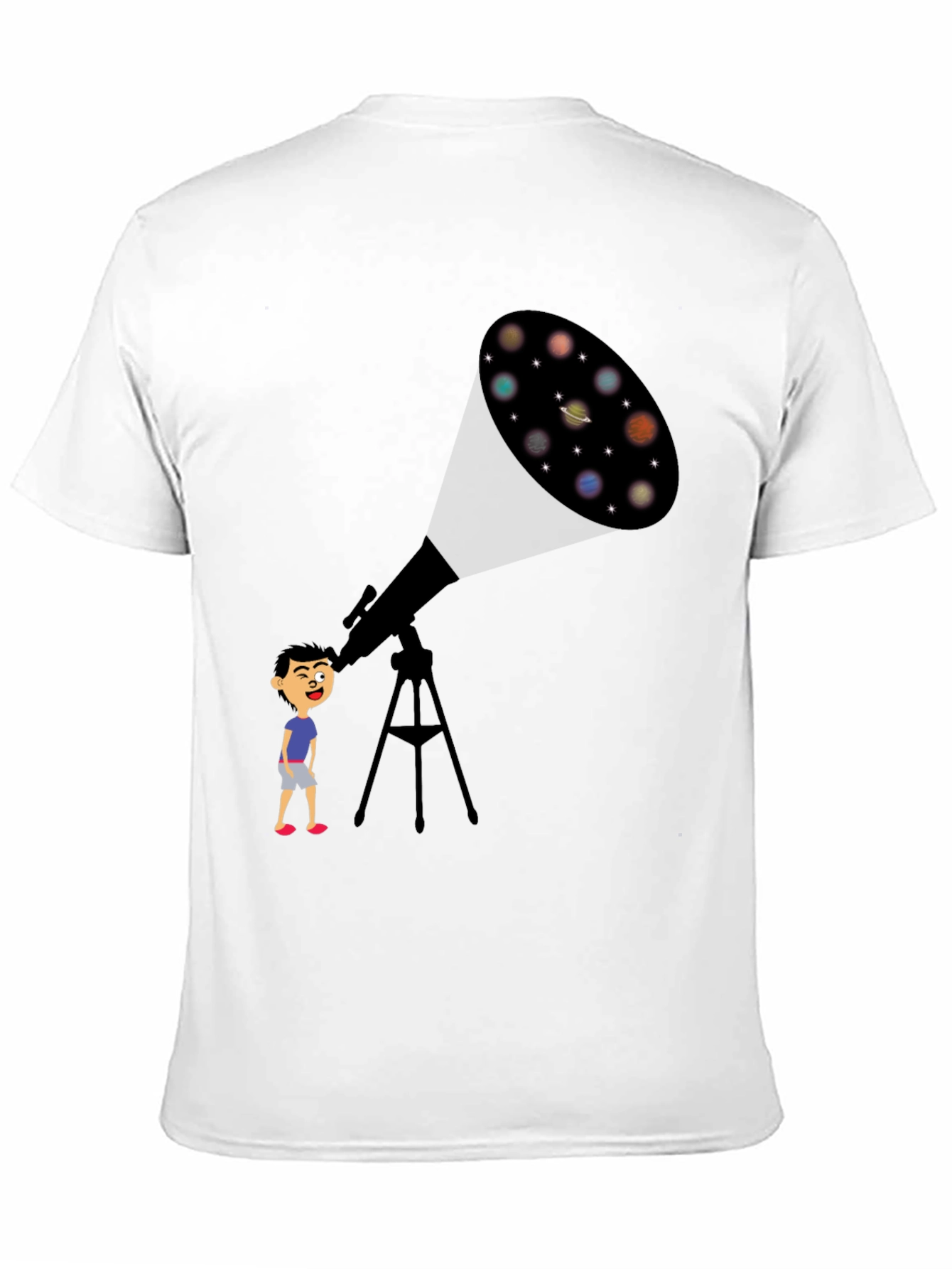 Telescope Planets Graphic Tee - Astronomy Lovers T-Shirt